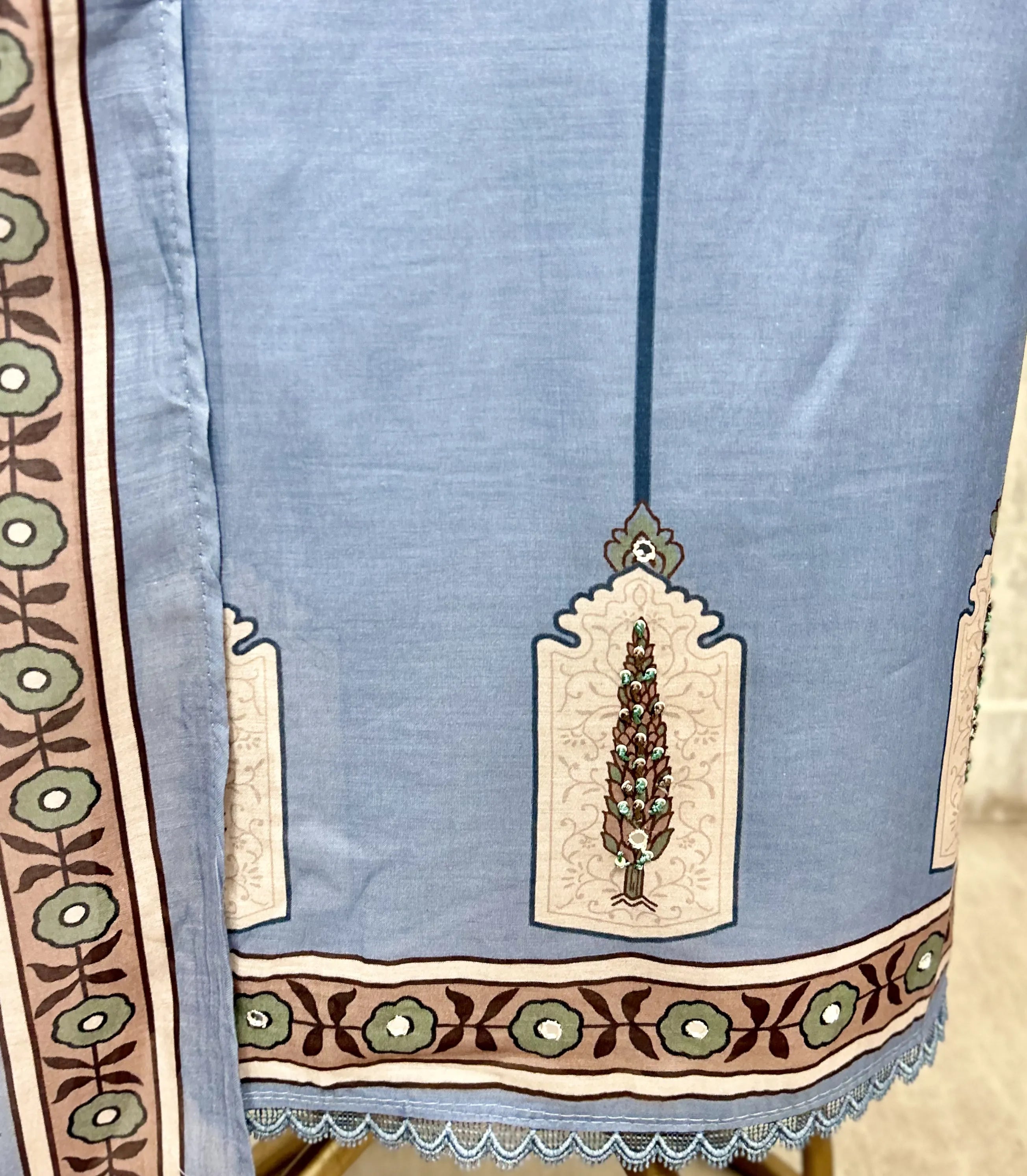 The Cypress Panel Mul Chanderi Unstitched Suits