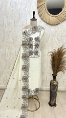 The Golden Rose Cutwork Mul Chanderi Unstitched Suits