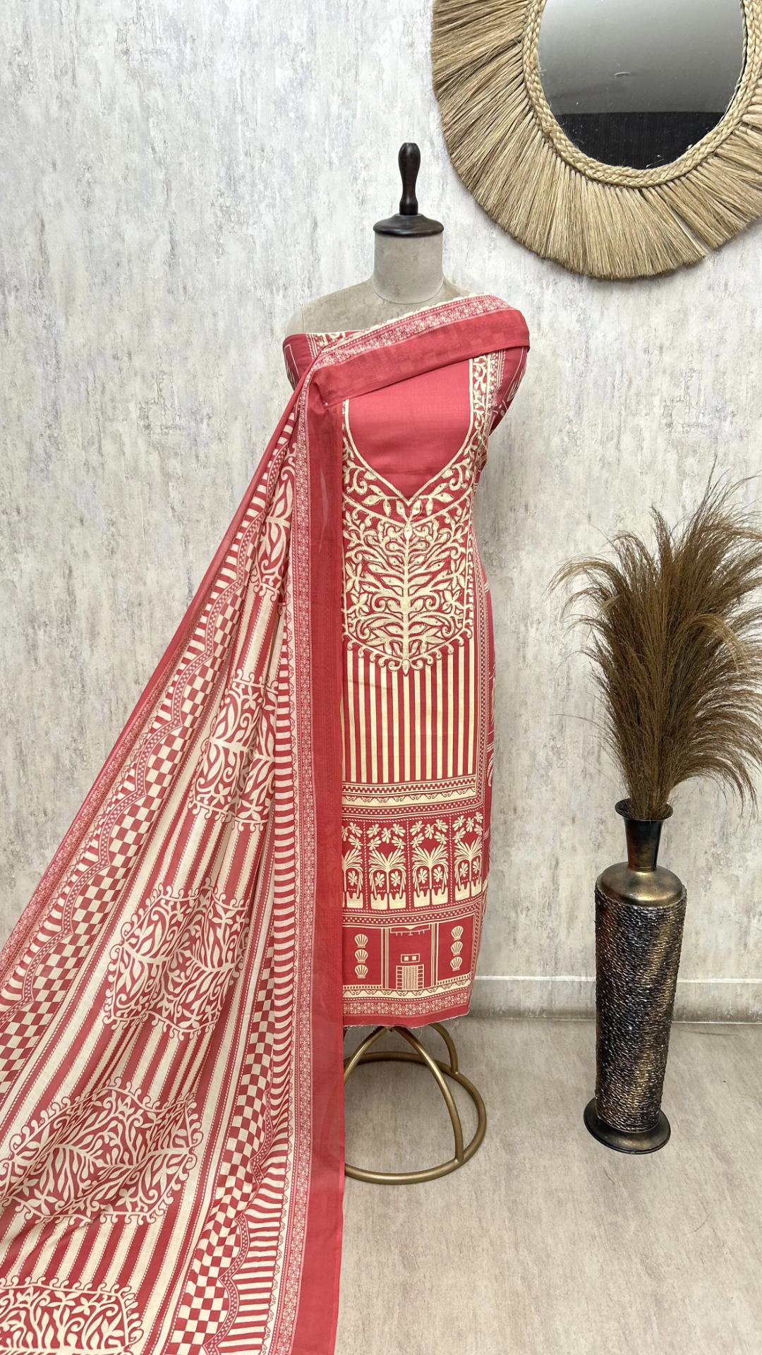 The Architectural Stripe Modal Cotton Unstitched Suits