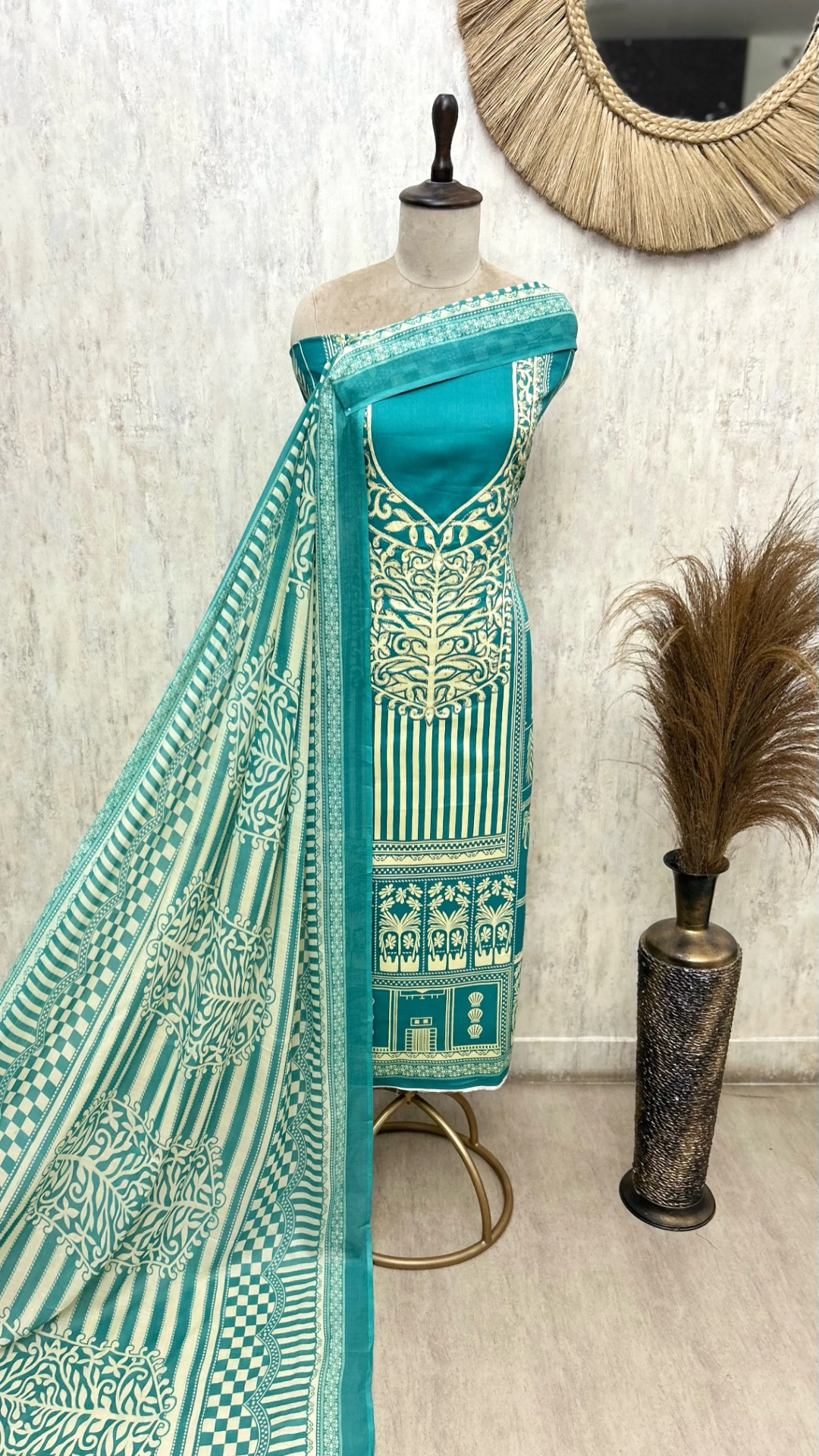 The Architectural Stripe Modal Cotton Unstitched Suits