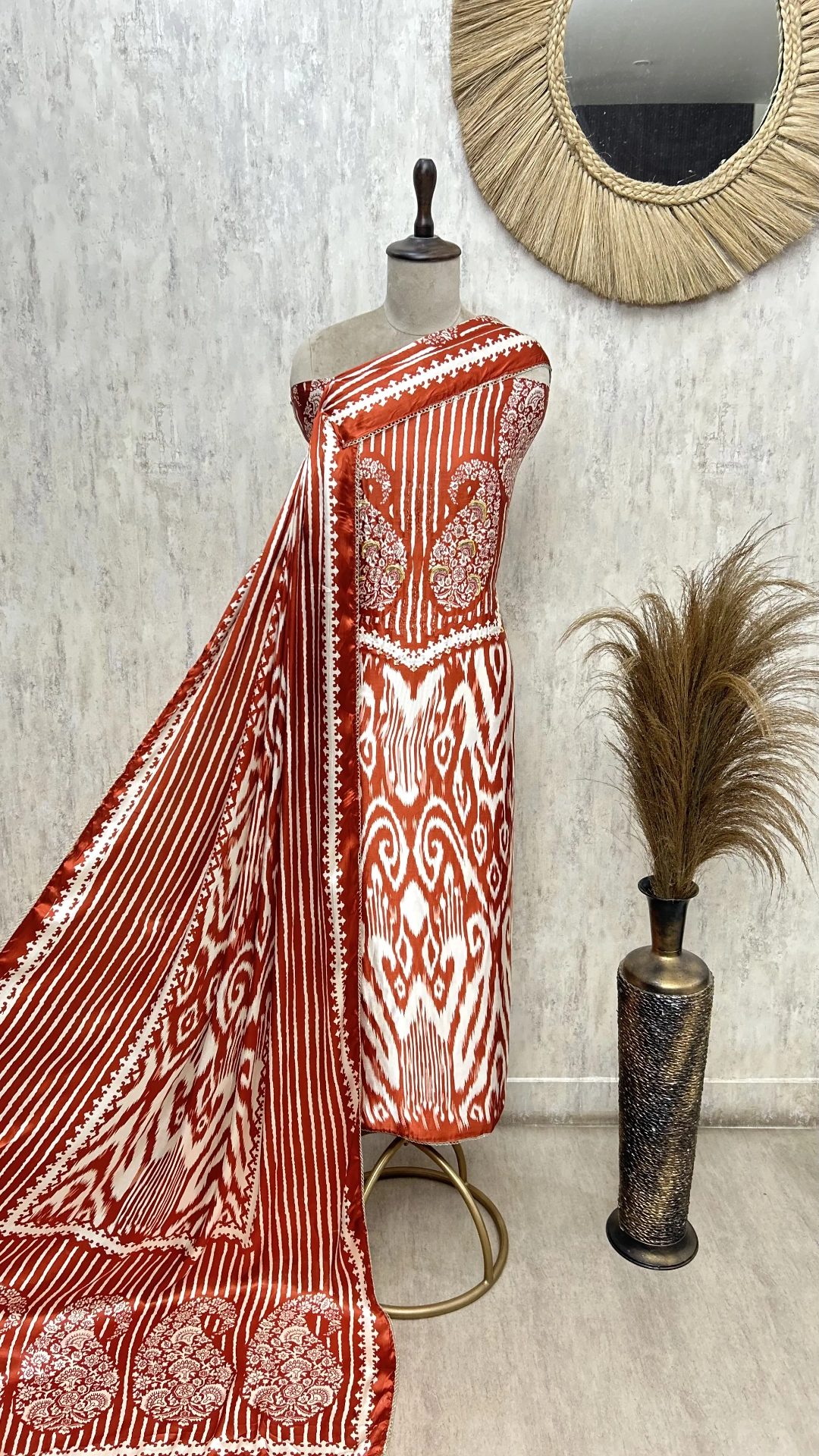 The Ikat Paisley Gajji Silk Unstitched Suit