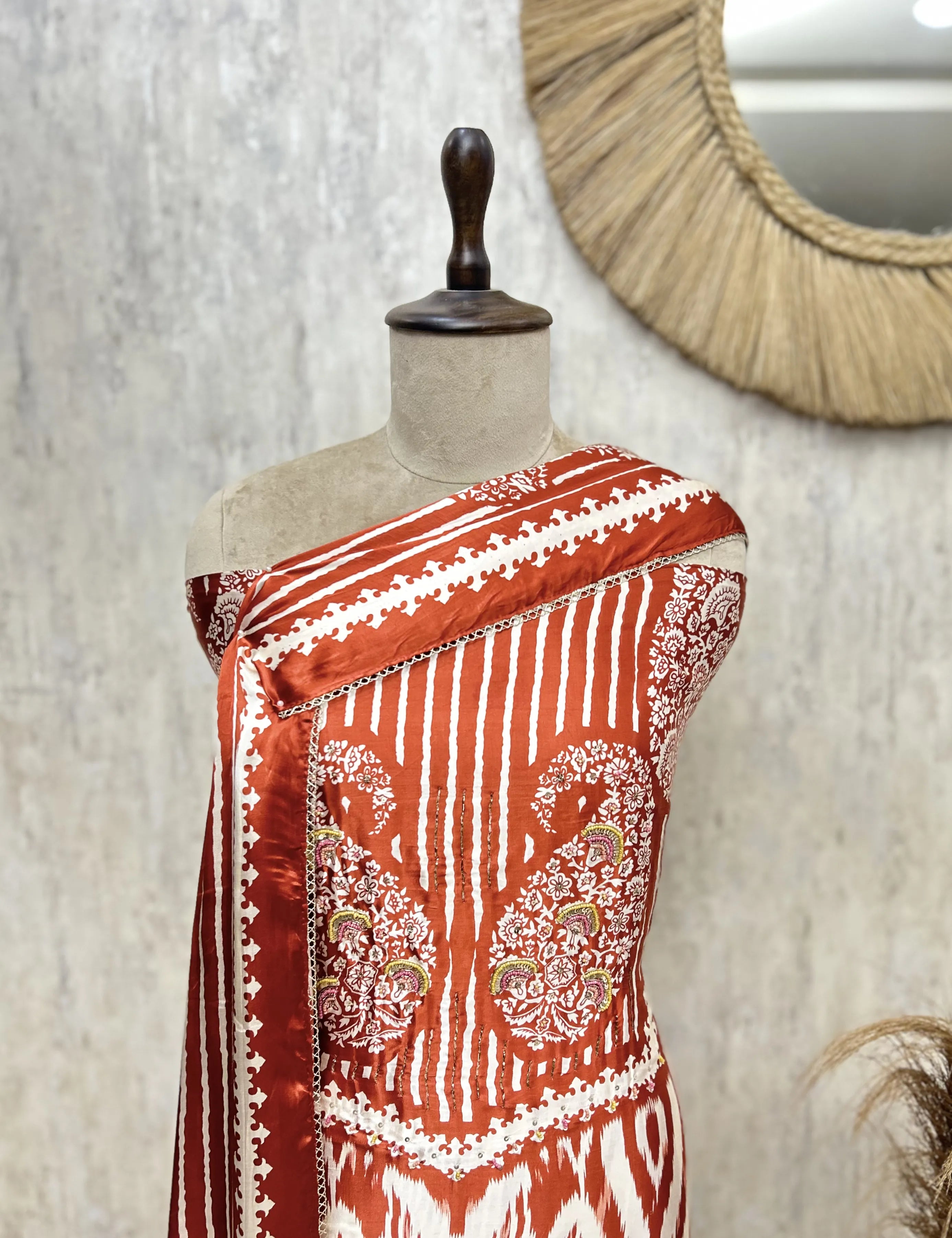The Ikat Paisley Gajji Silk Unstitched Suit