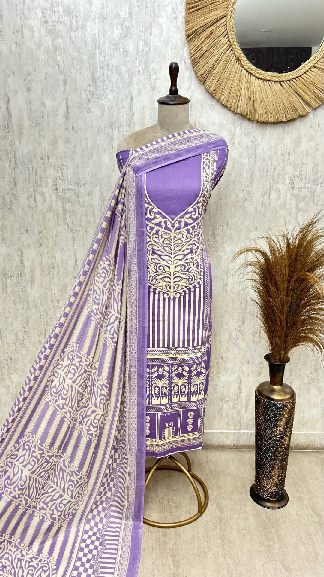 The Architectural Stripe Modal Cotton Unstitched Suits