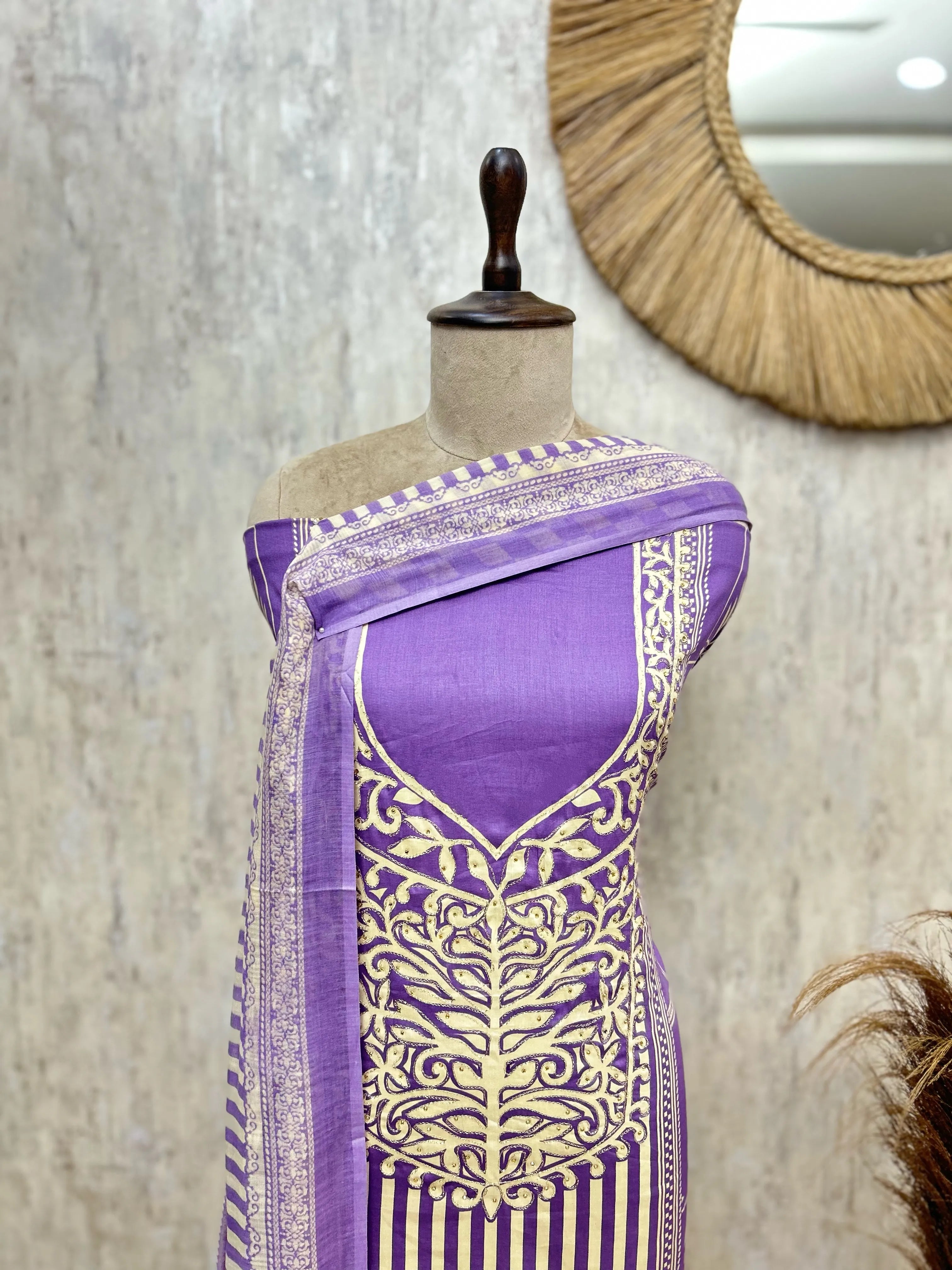 The Architectural Stripe Modal Cotton Unstitched Suits