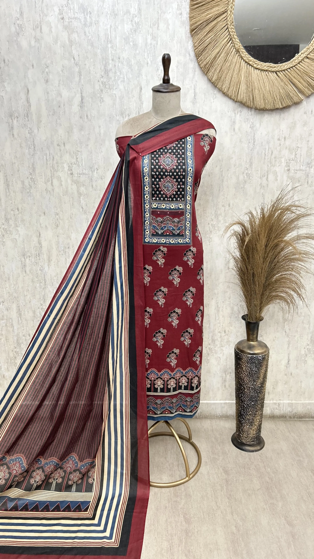 The Scalloped Arch Ajrakh Unstitched Suits