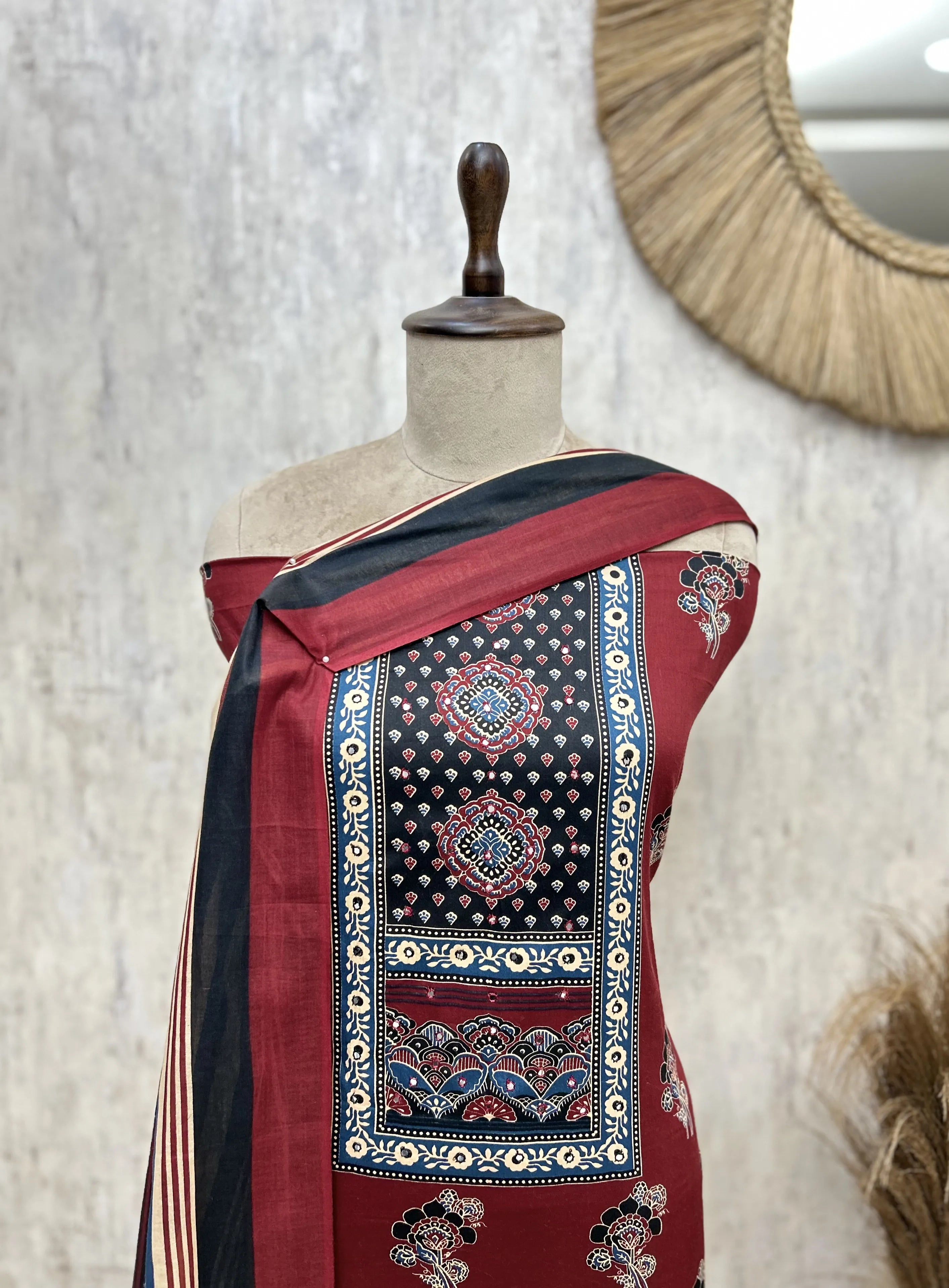 The Scalloped Arch Ajrakh Unstitched Suits