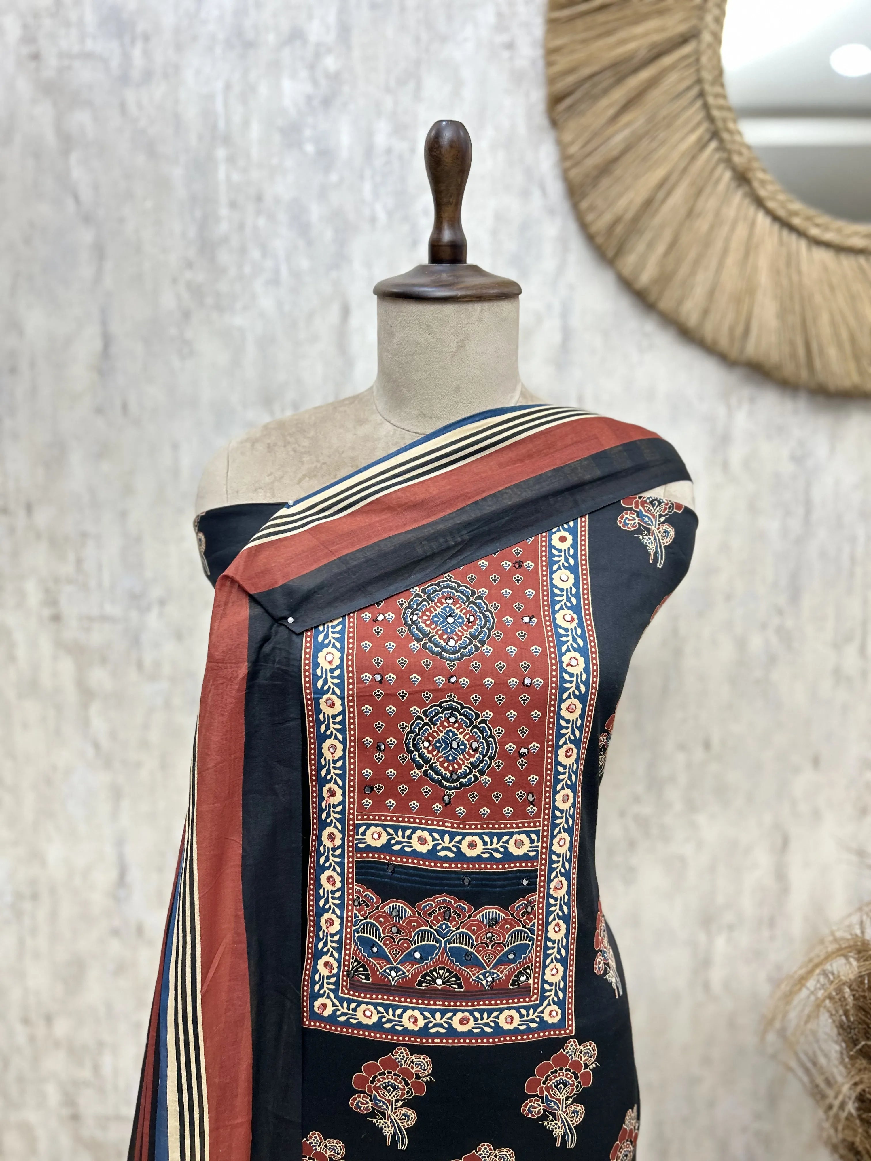 The Scalloped Arch Ajrakh Unstitched Suits