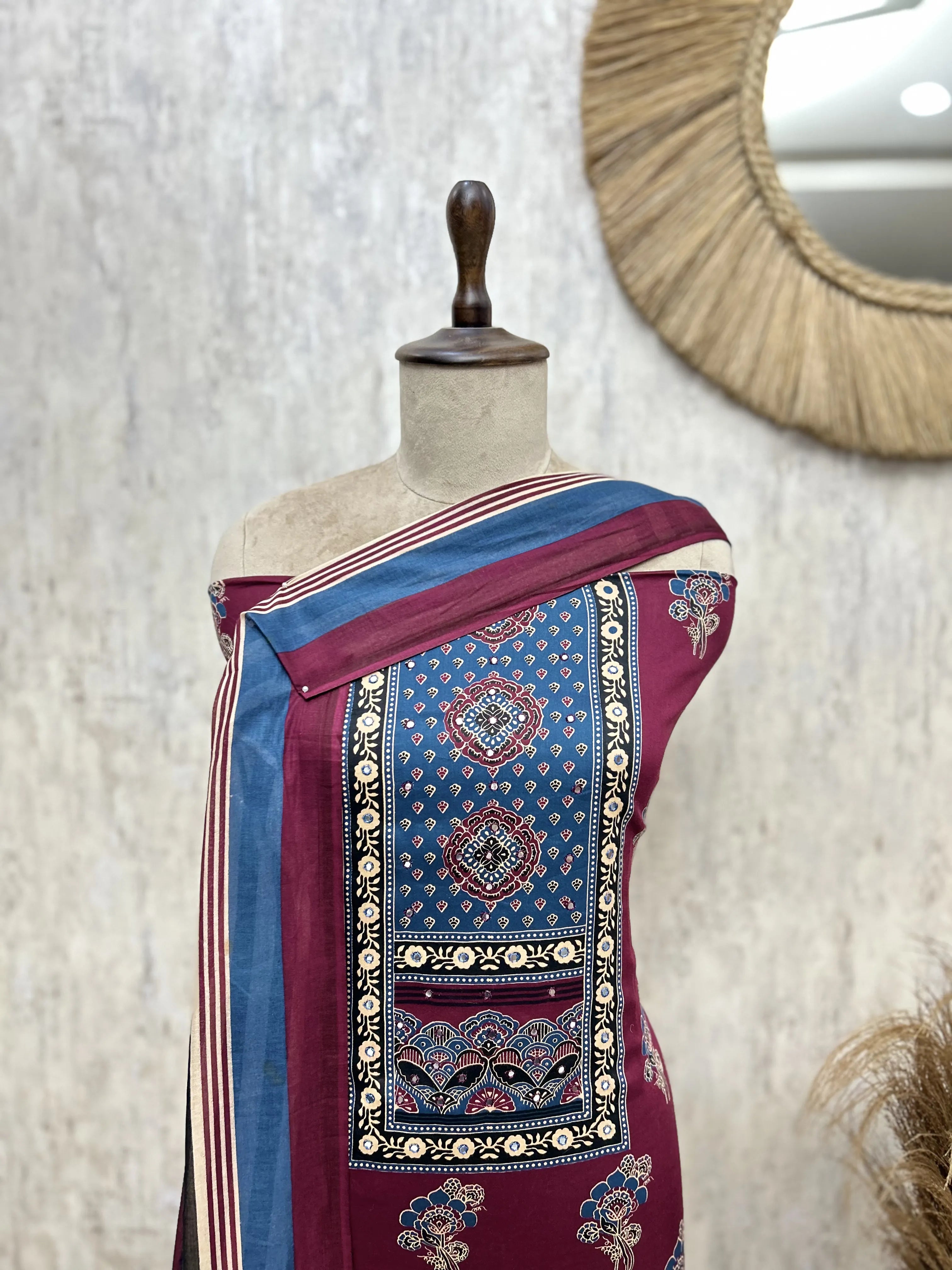 The Scalloped Arch Ajrakh Unstitched Suits