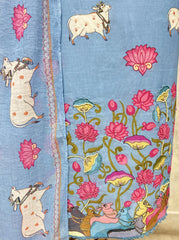 The Pichwai Lotus Mul Chanderi Unstitched Suit
