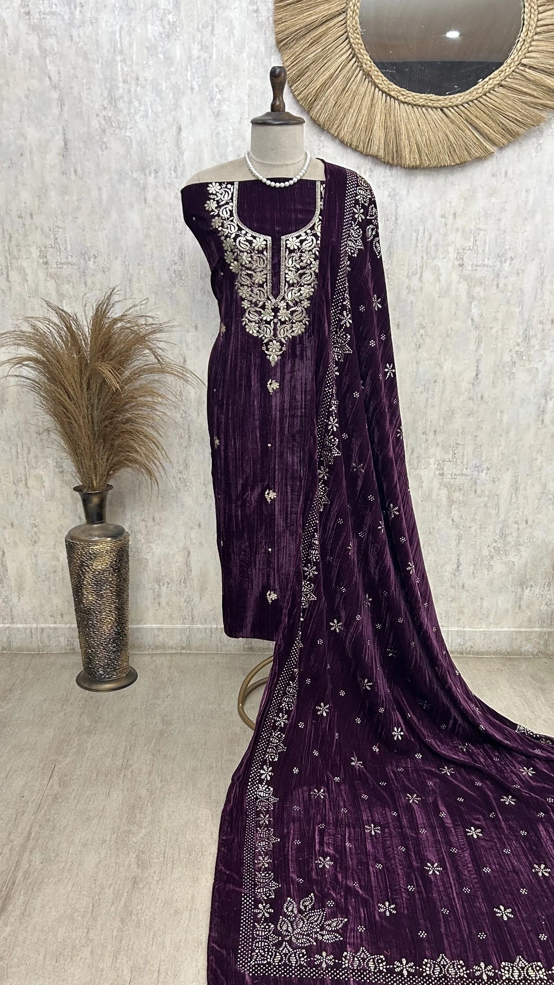 Midnight Noor Velvet Unstitched Suit