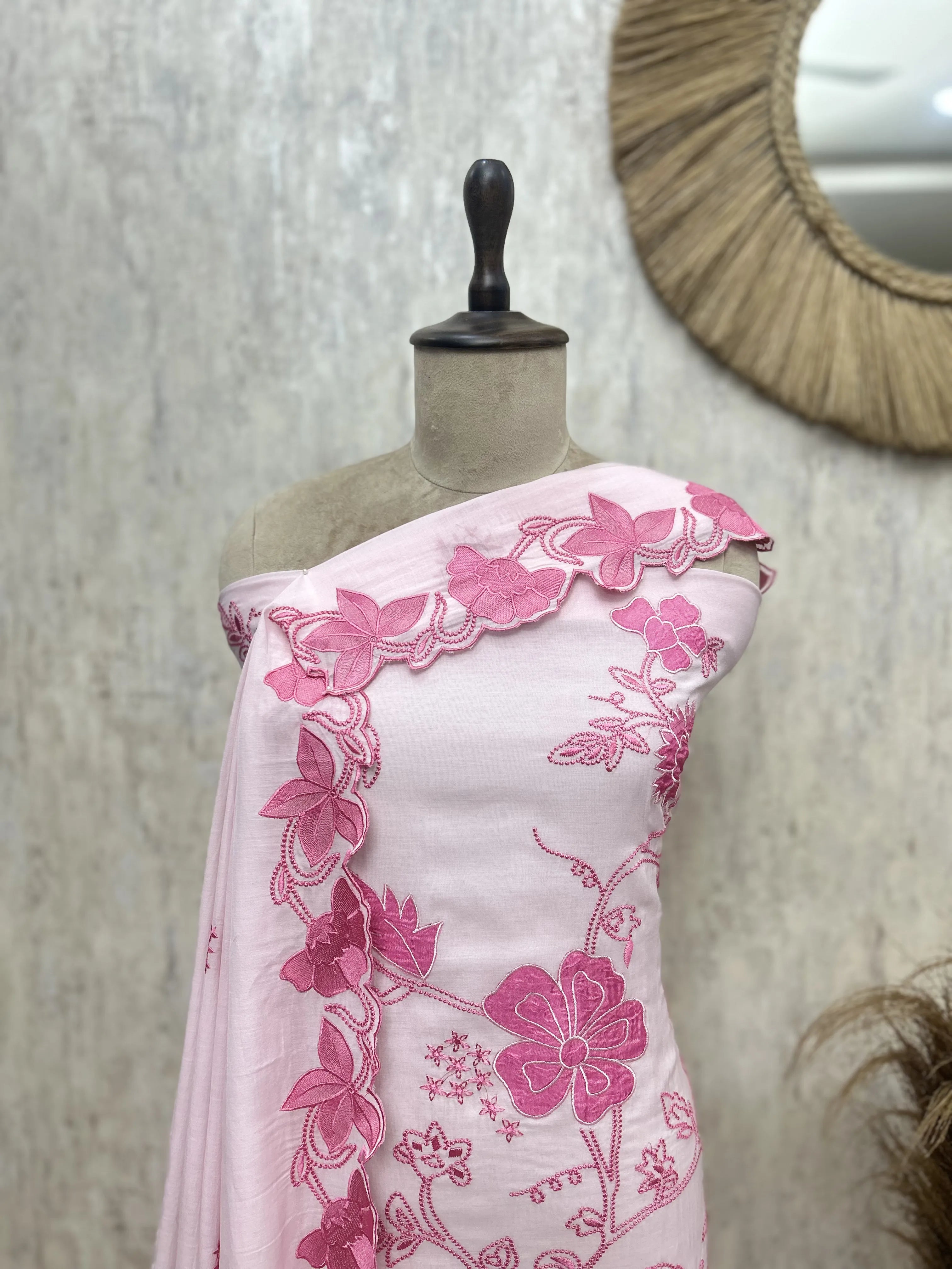 Floral Whisper Elegance Mul Chanderi Unstitched Suits