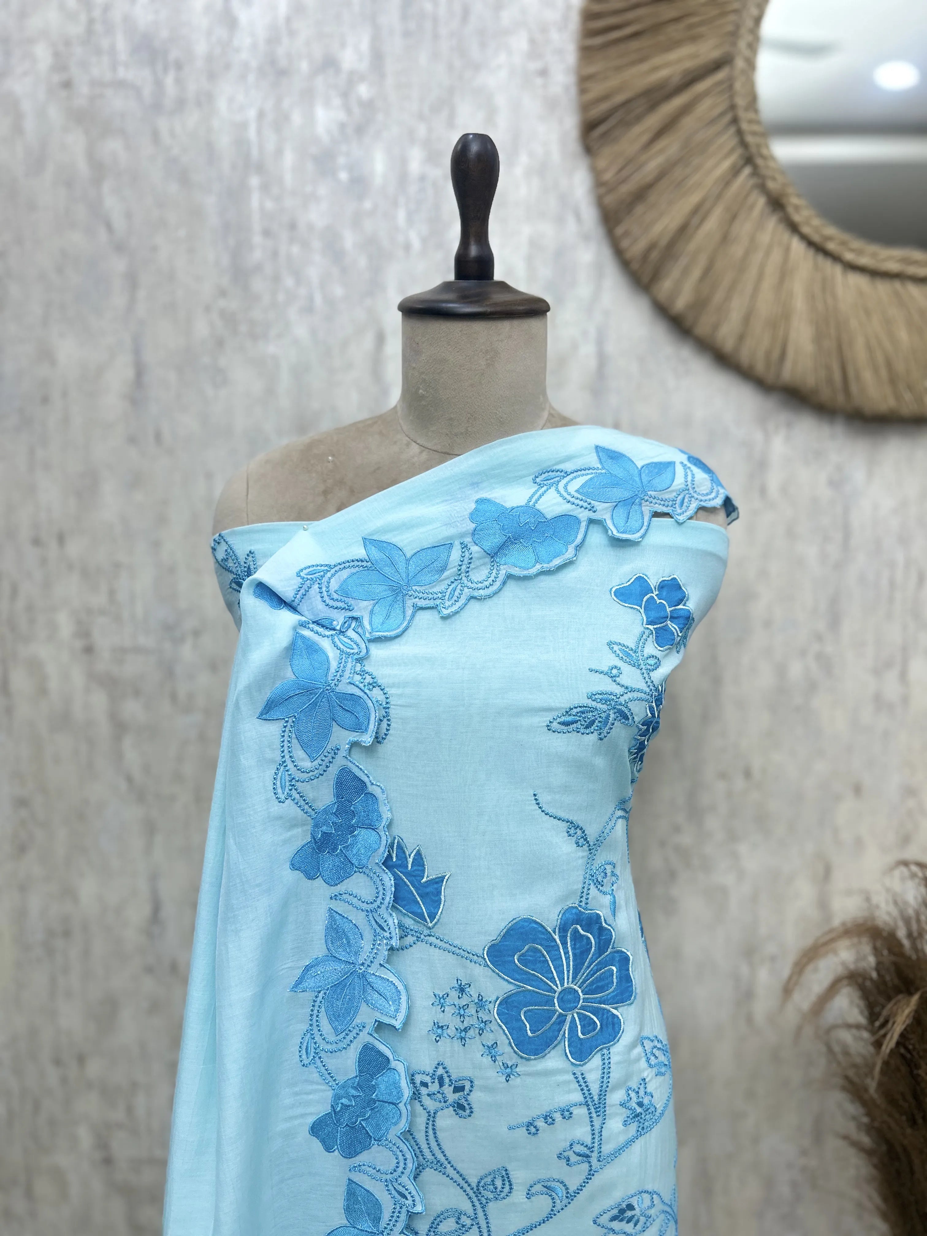 Floral Whisper Elegance Mul Chanderi Unstitched Suits