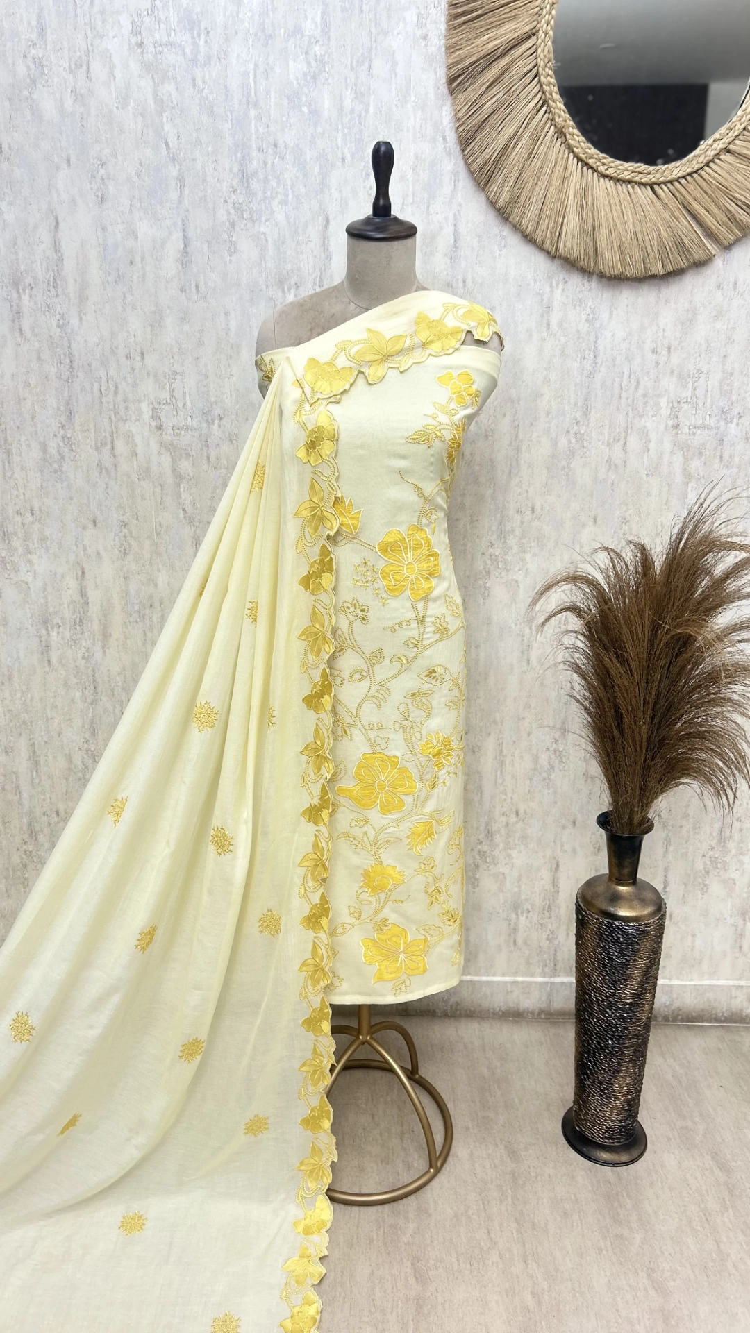 Floral Whisper Elegance Mul Chanderi Unstitched Suits