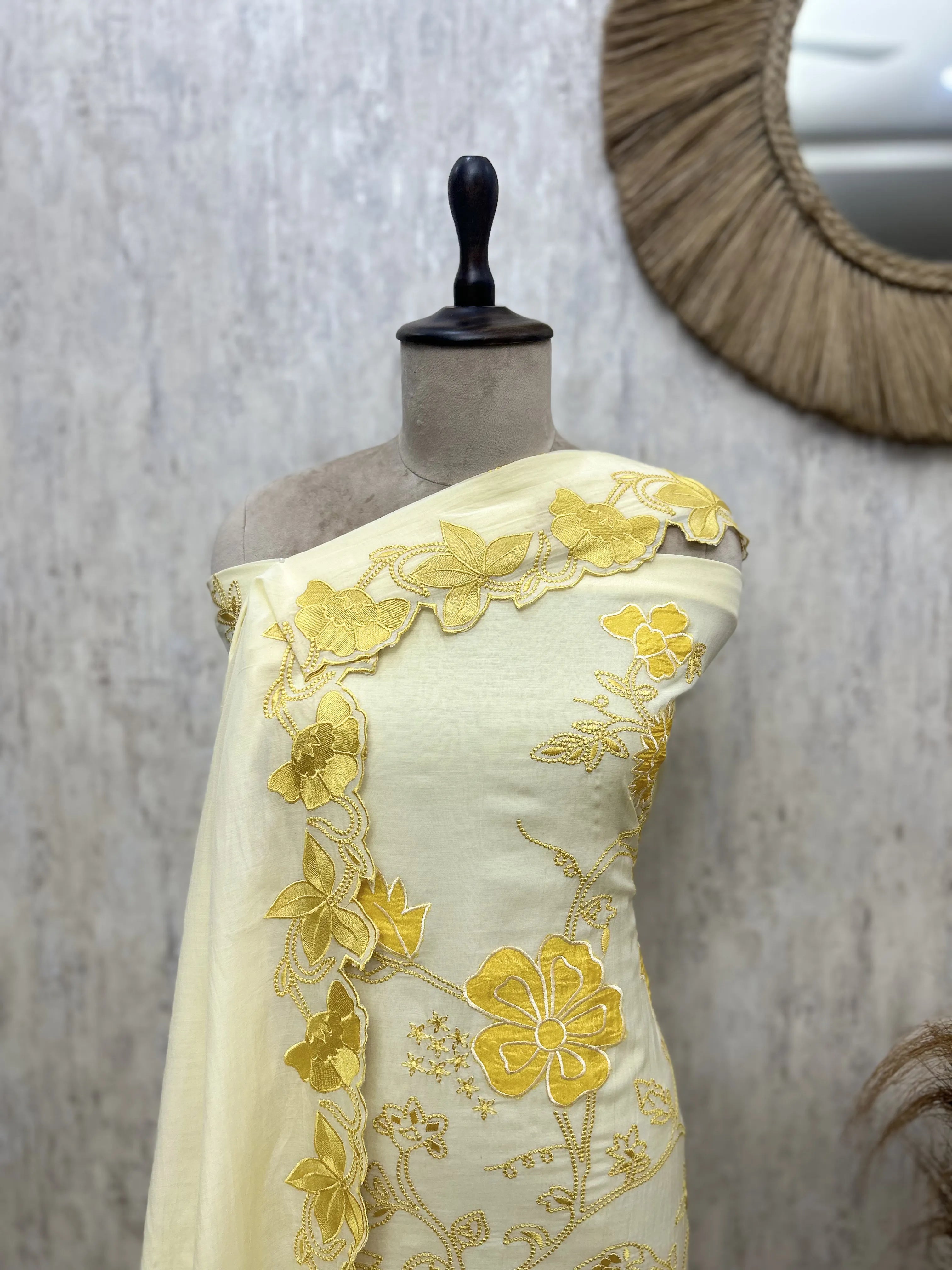 Floral Whisper Elegance Mul Chanderi Unstitched Suits