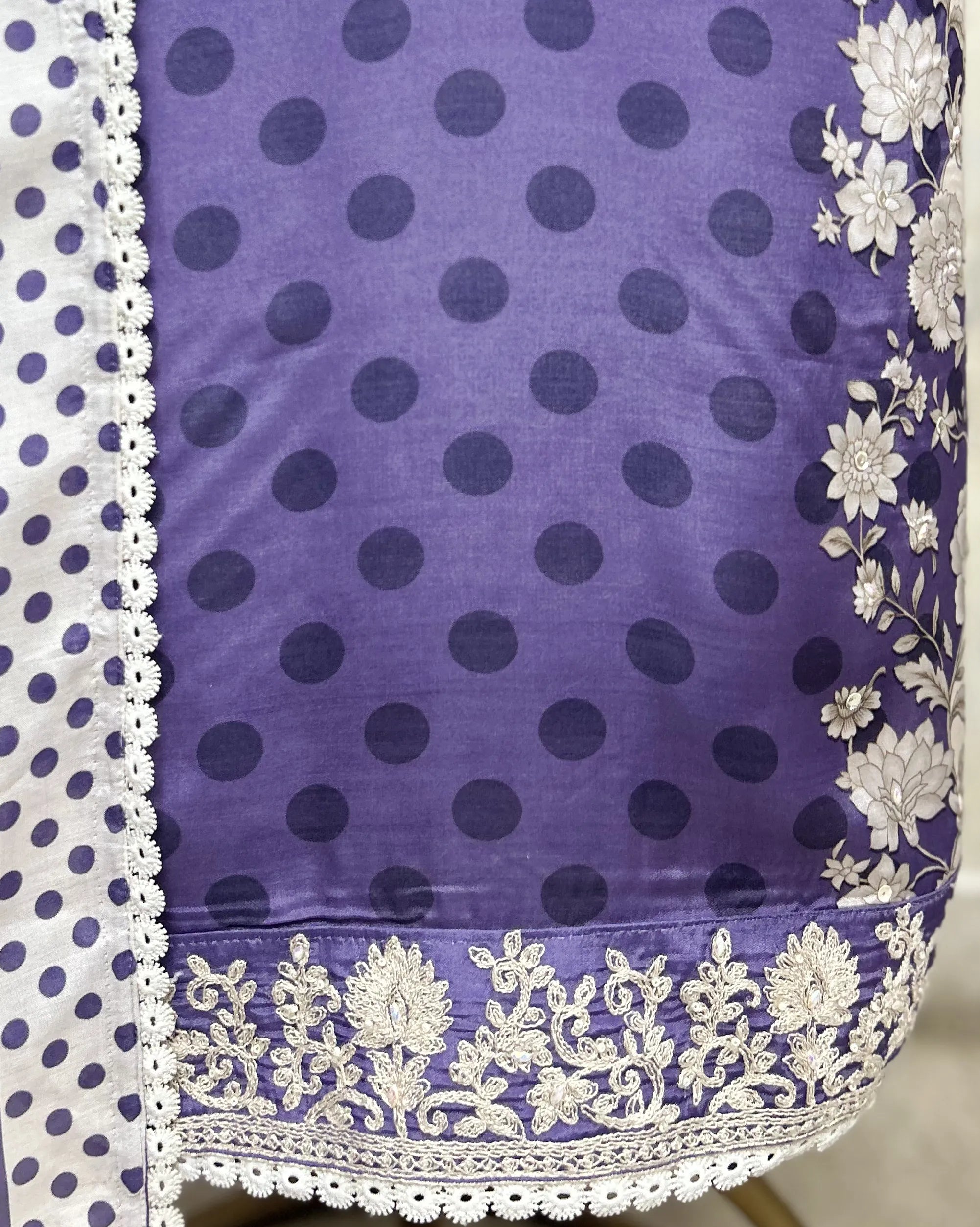 Polka Dot Allure Muslin Unstitched Suits