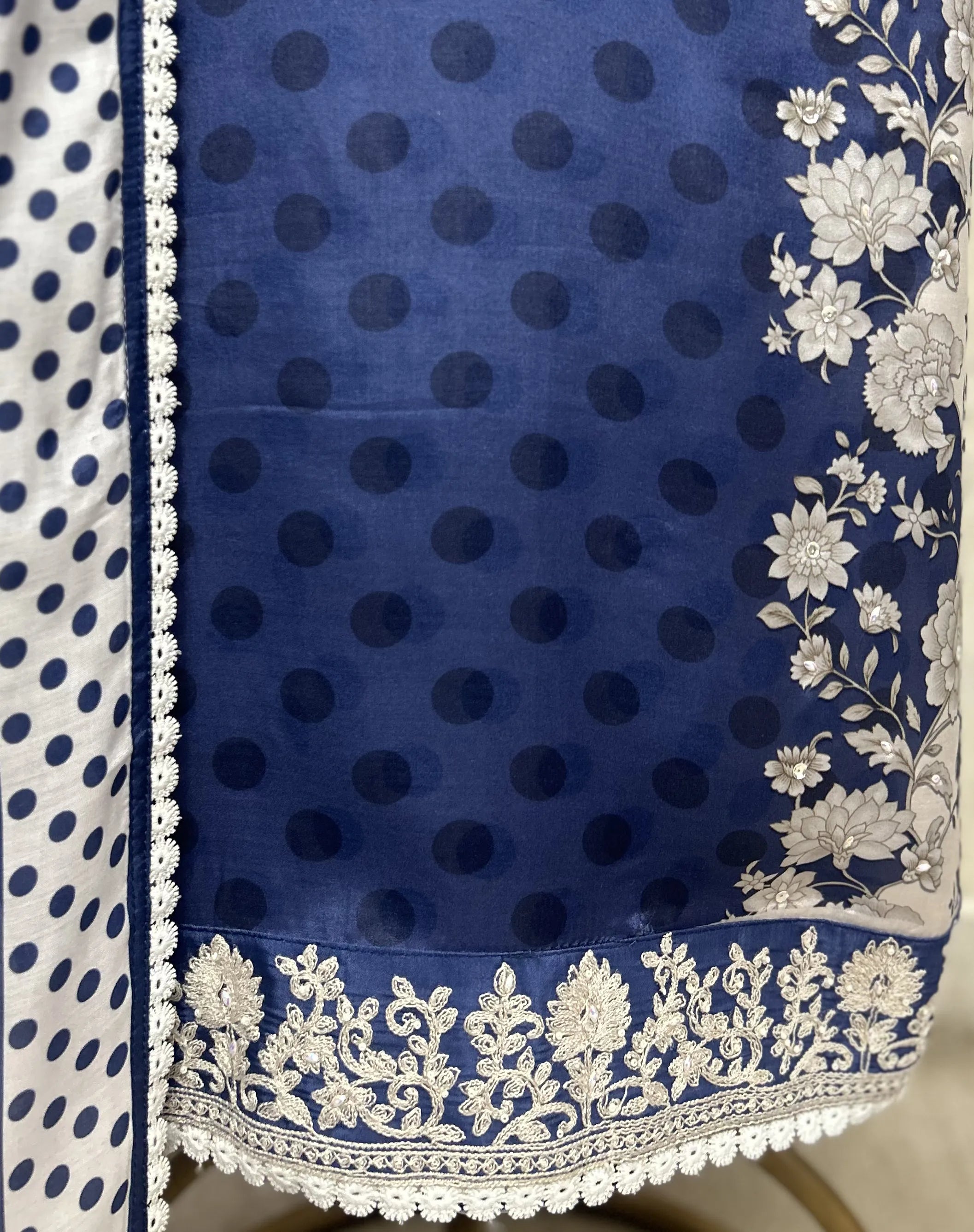 Polka Dot Allure Muslin Unstitched Suits