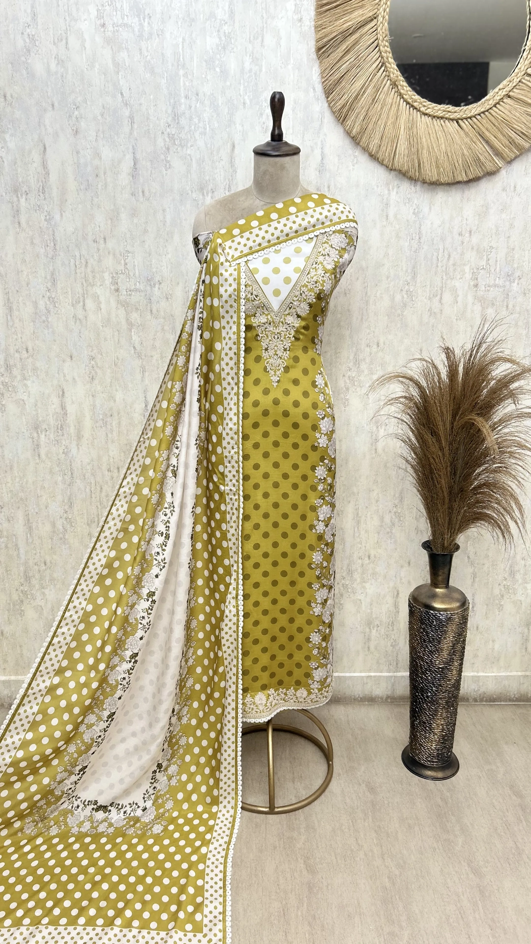 Polka Dot Allure Muslin Unstitched Suits