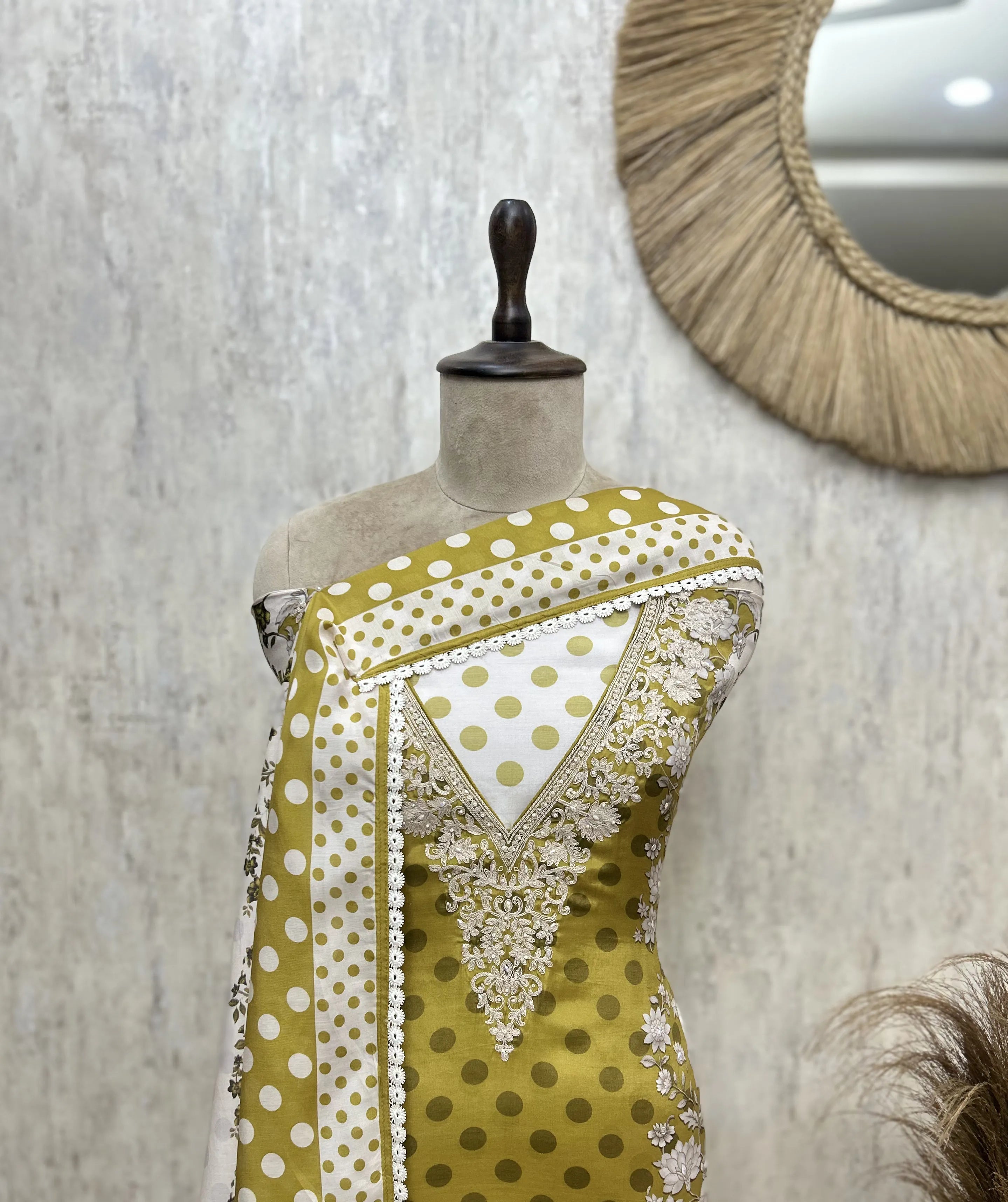 Polka Dot Allure Muslin Unstitched Suits