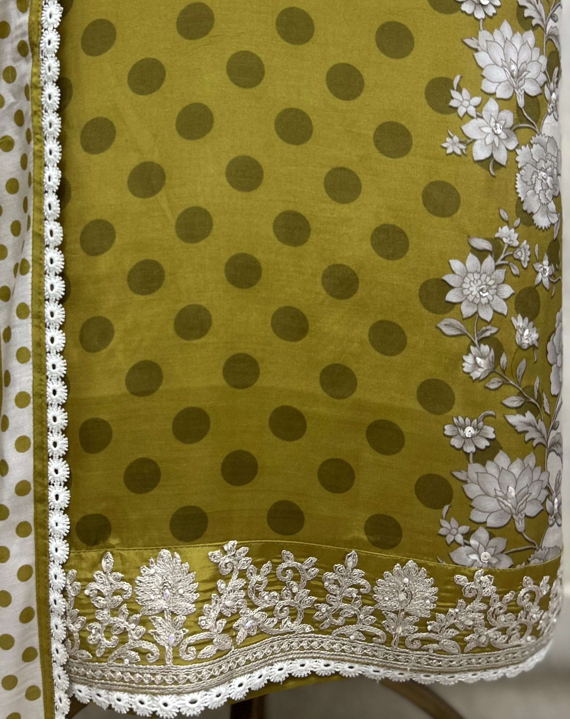 Polka Dot Allure Muslin Unstitched Suits