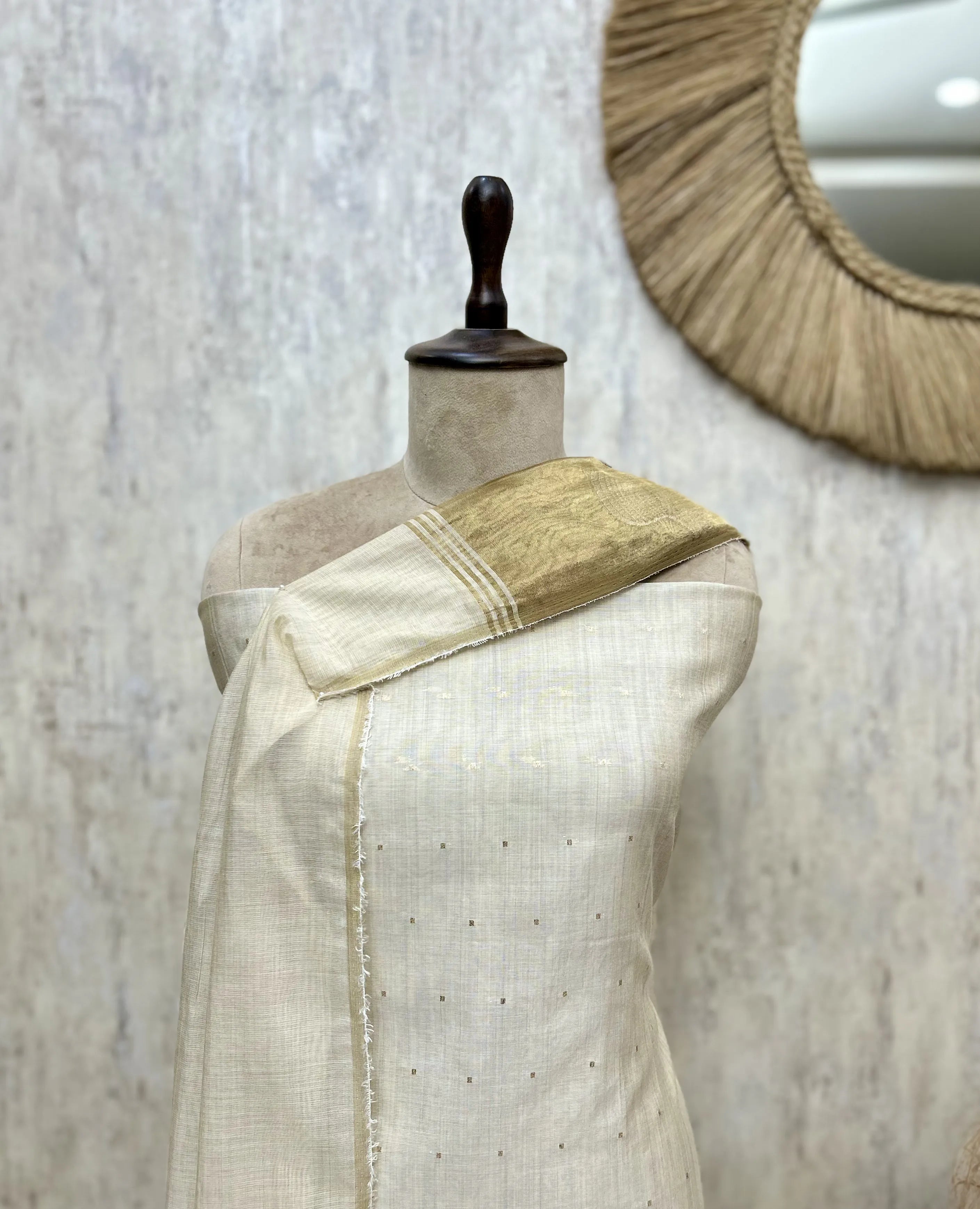 Timeless Jamdani linen Plumage Unstitched Suits
