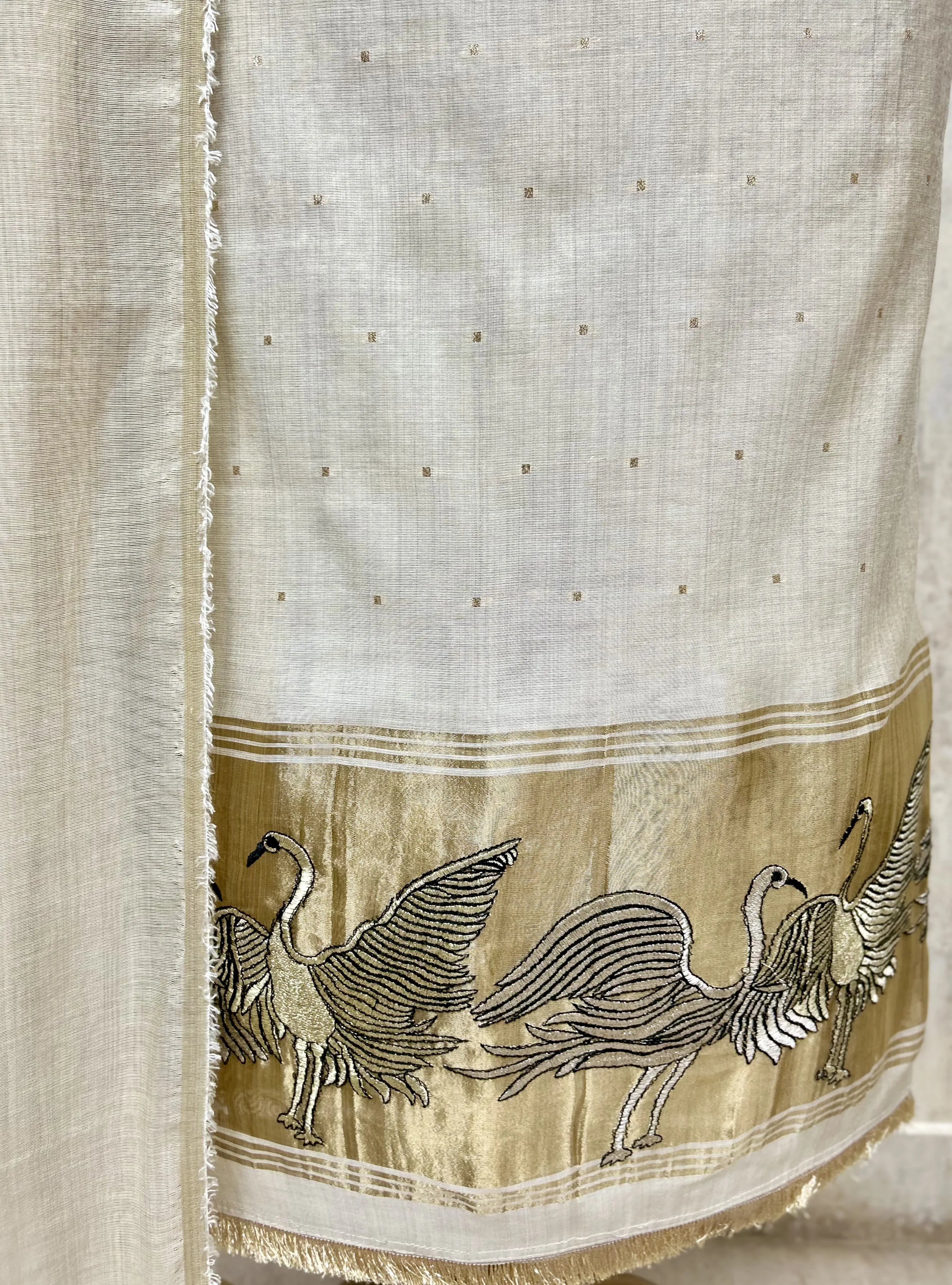 Timeless Jamdani linen Plumage Unstitched Suits