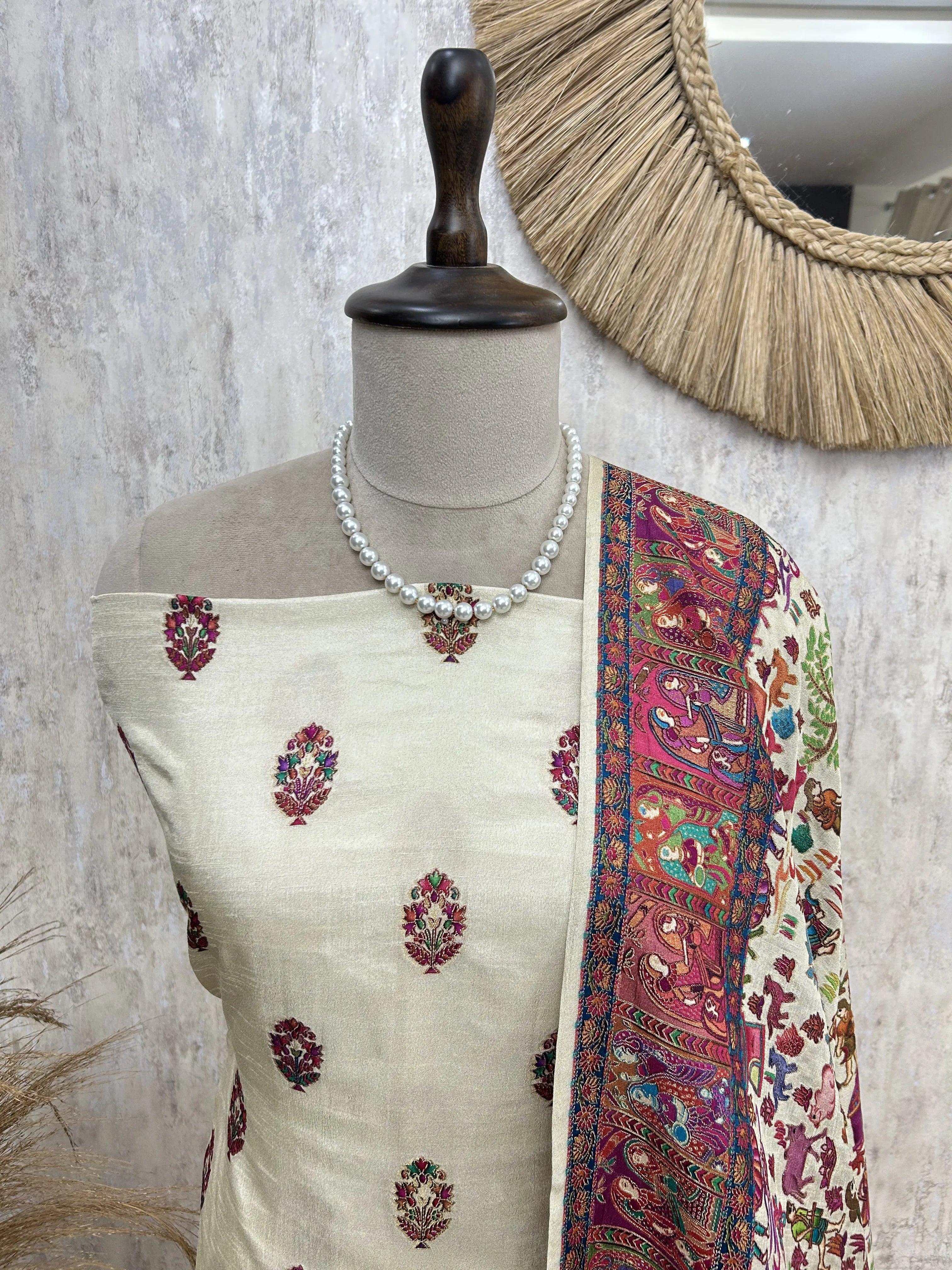 Traditional Silk Elegance Unstitched Suit