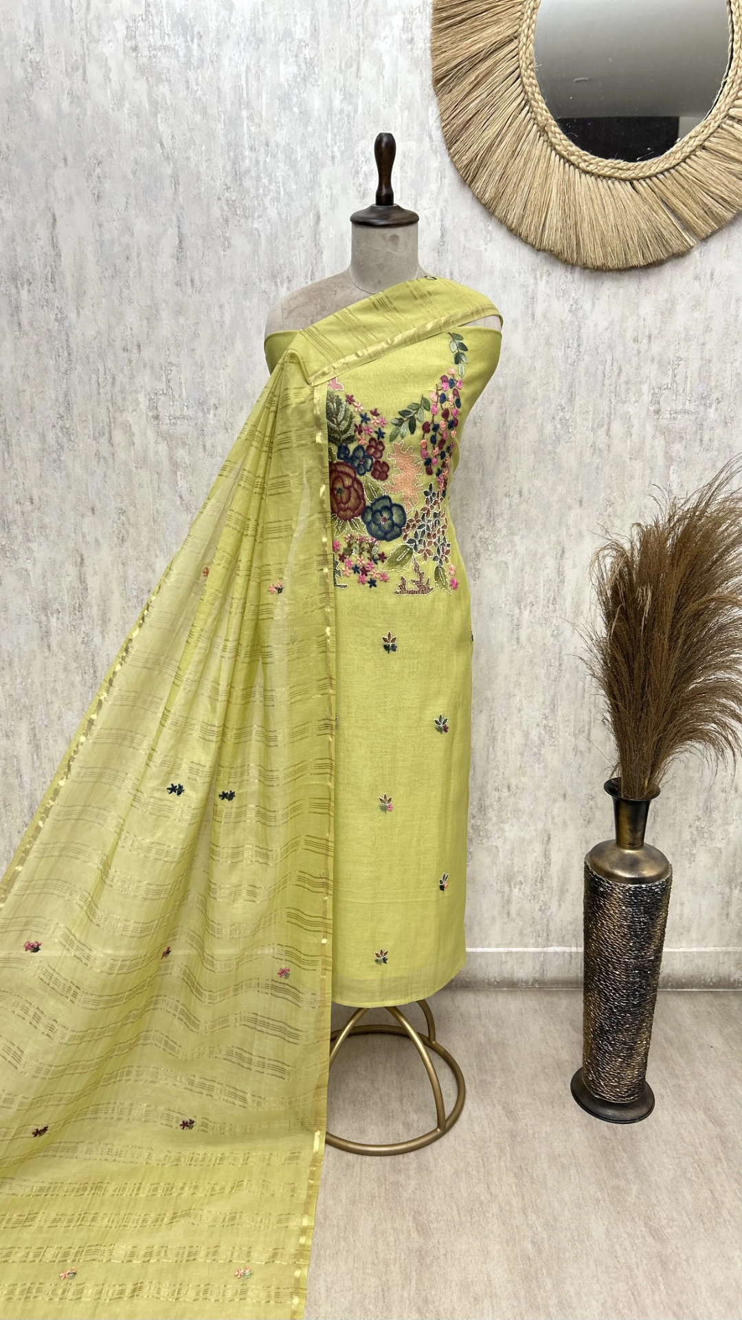 Whispering Wildflowers Mul Chanderi Unstitched Suits