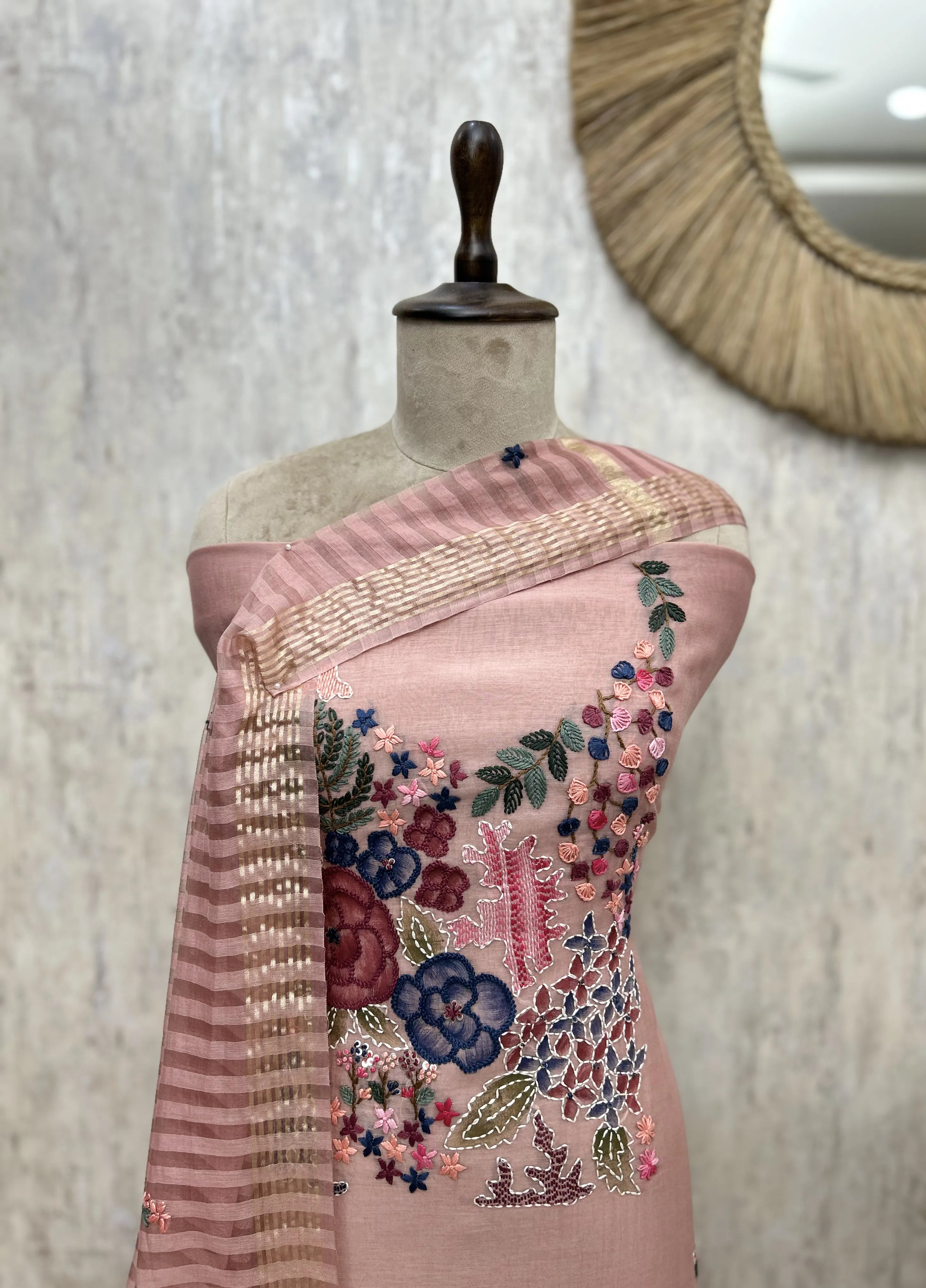 Whispering Wildflowers Mul Chanderi Unstitched Suits