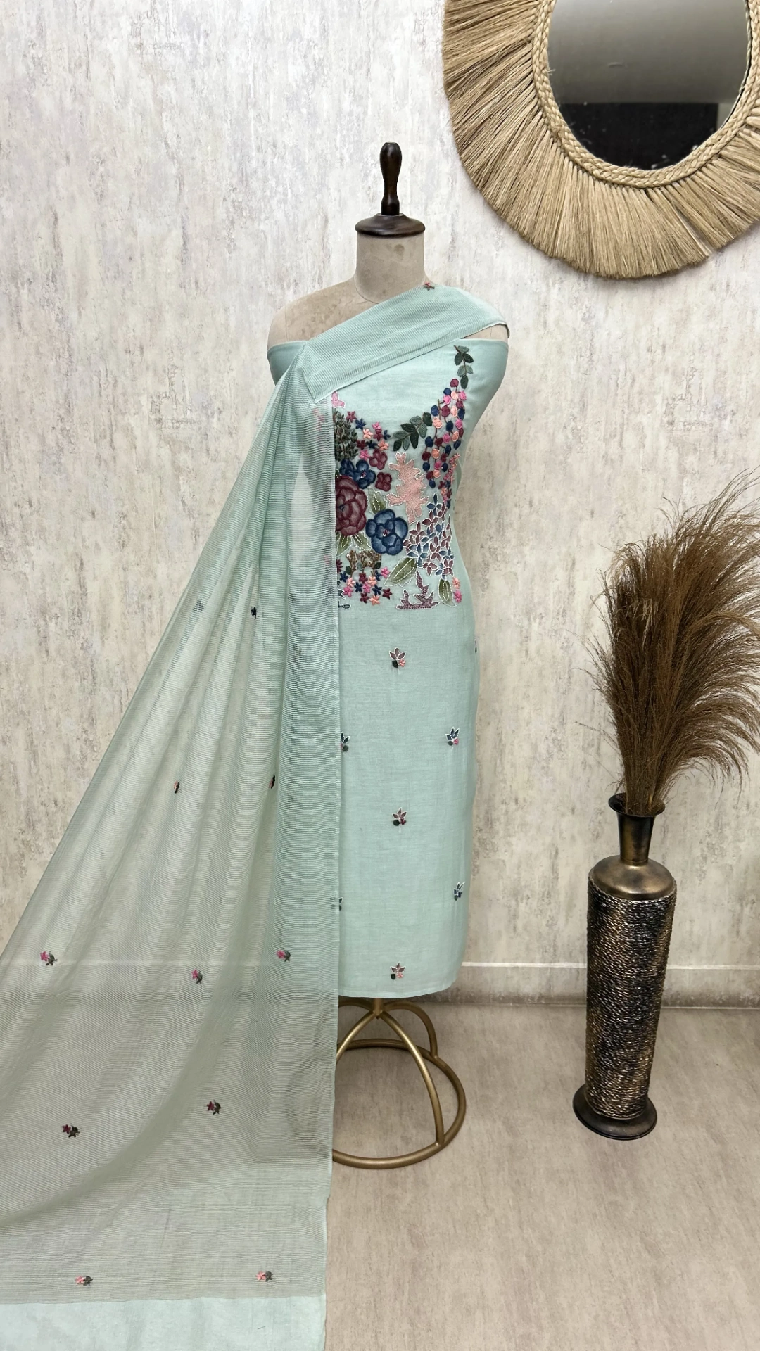 Whispering Wildflowers Mul Chanderi Unstitched Suits