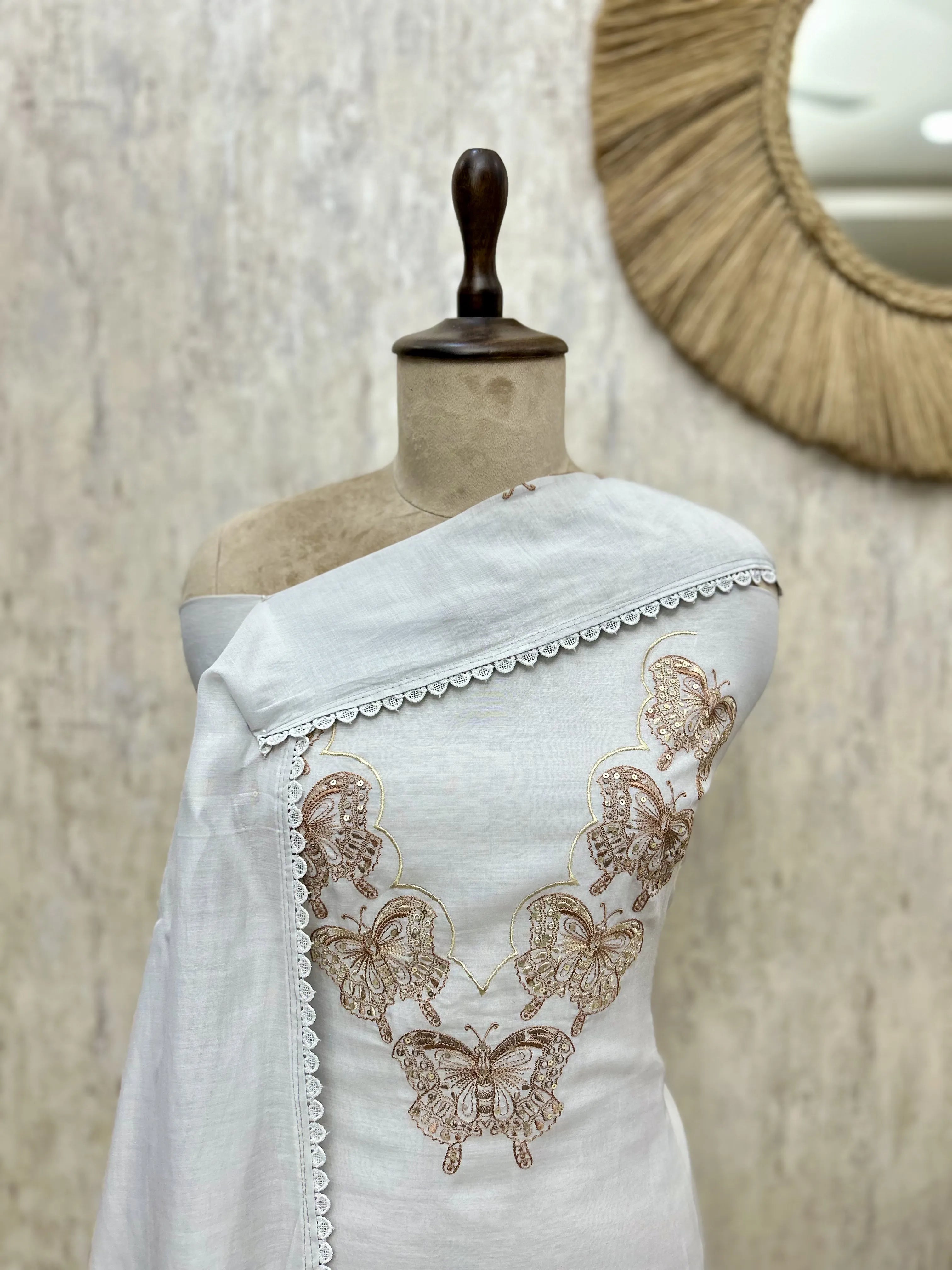 Butterfly Bloom Mul Cotton Unstitched Suits