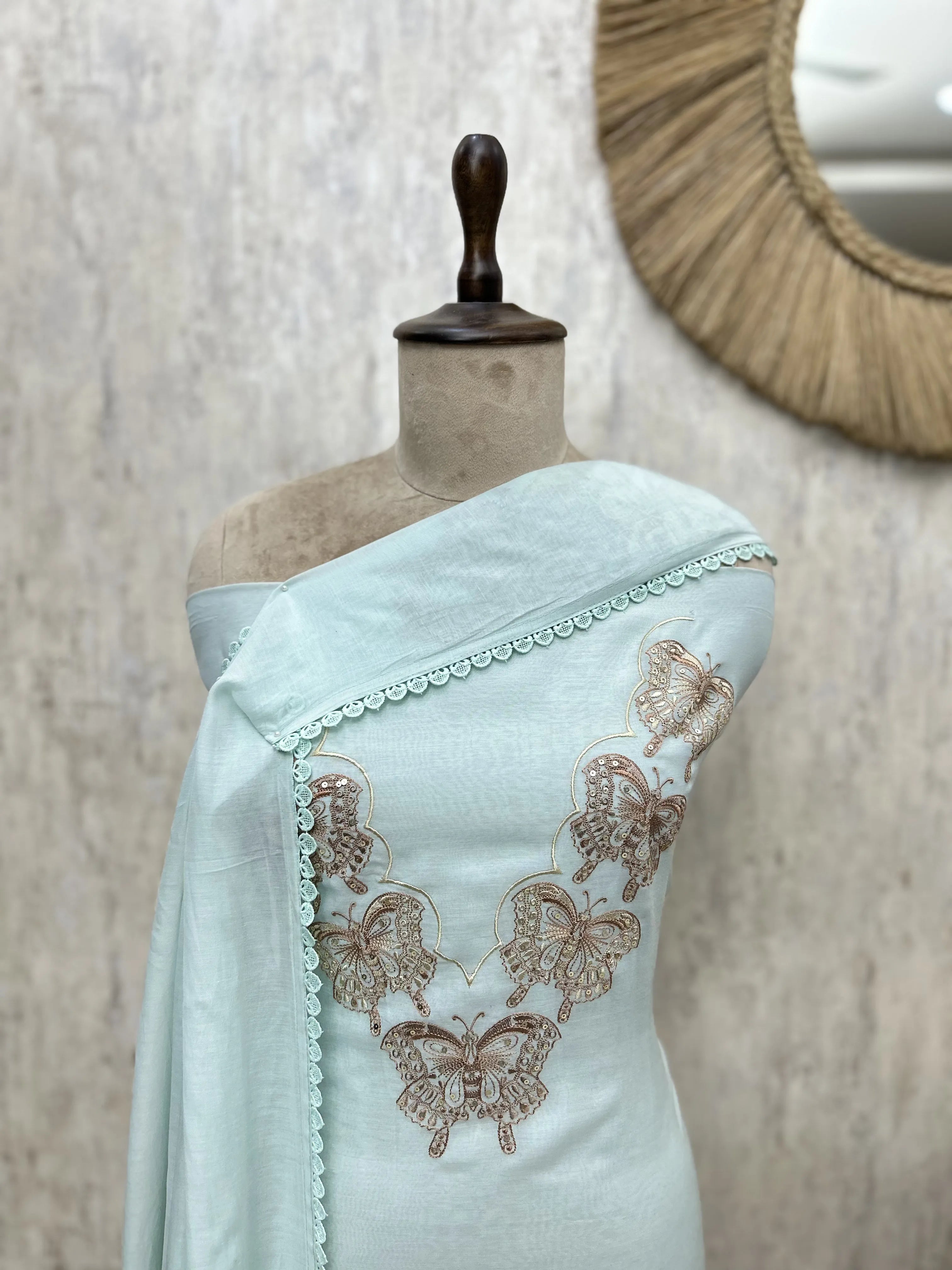 Butterfly Bloom Mul Cotton Unstitched Suits