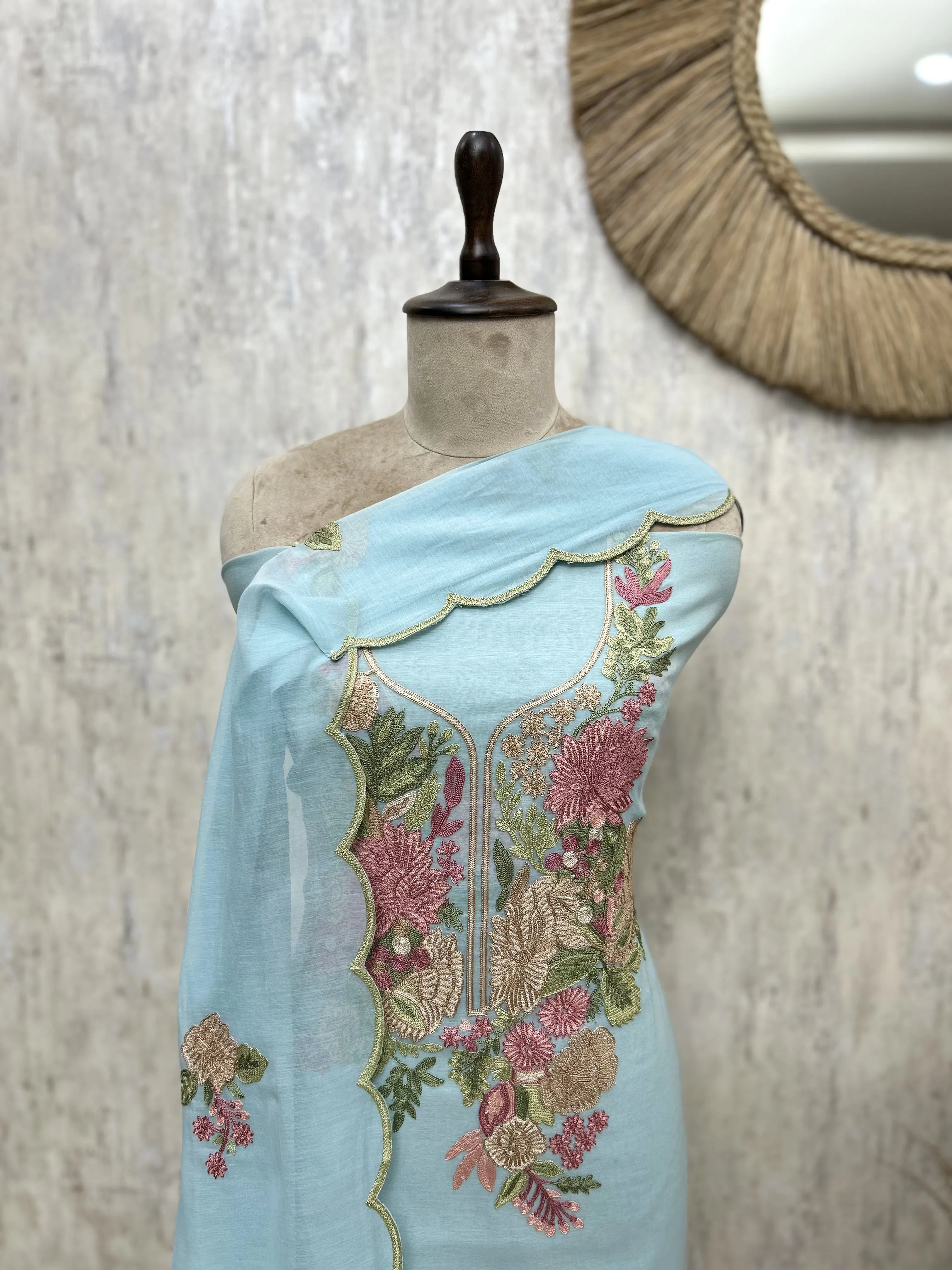 Blossom Manuscript  Mul Chanderi Unstitched Suits
