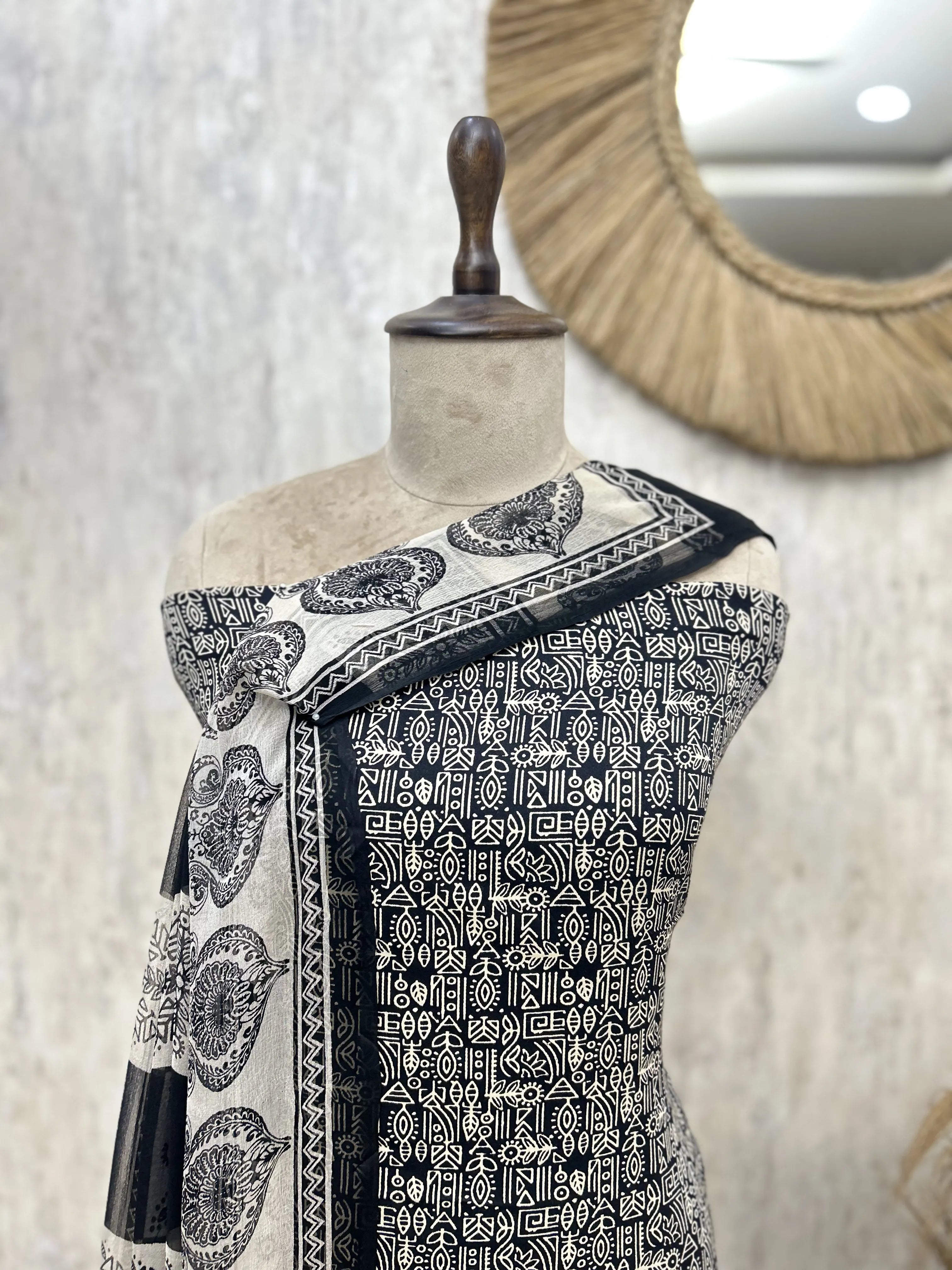 Monochrome Muse Modal Cotton Unstitched Suits