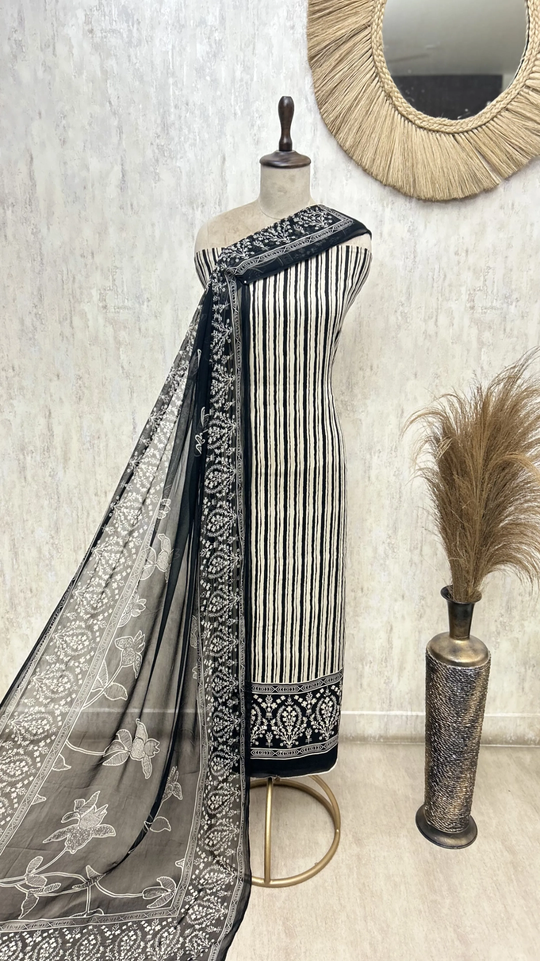 Monochrome Muse Modal Cotton Unstitched Suits