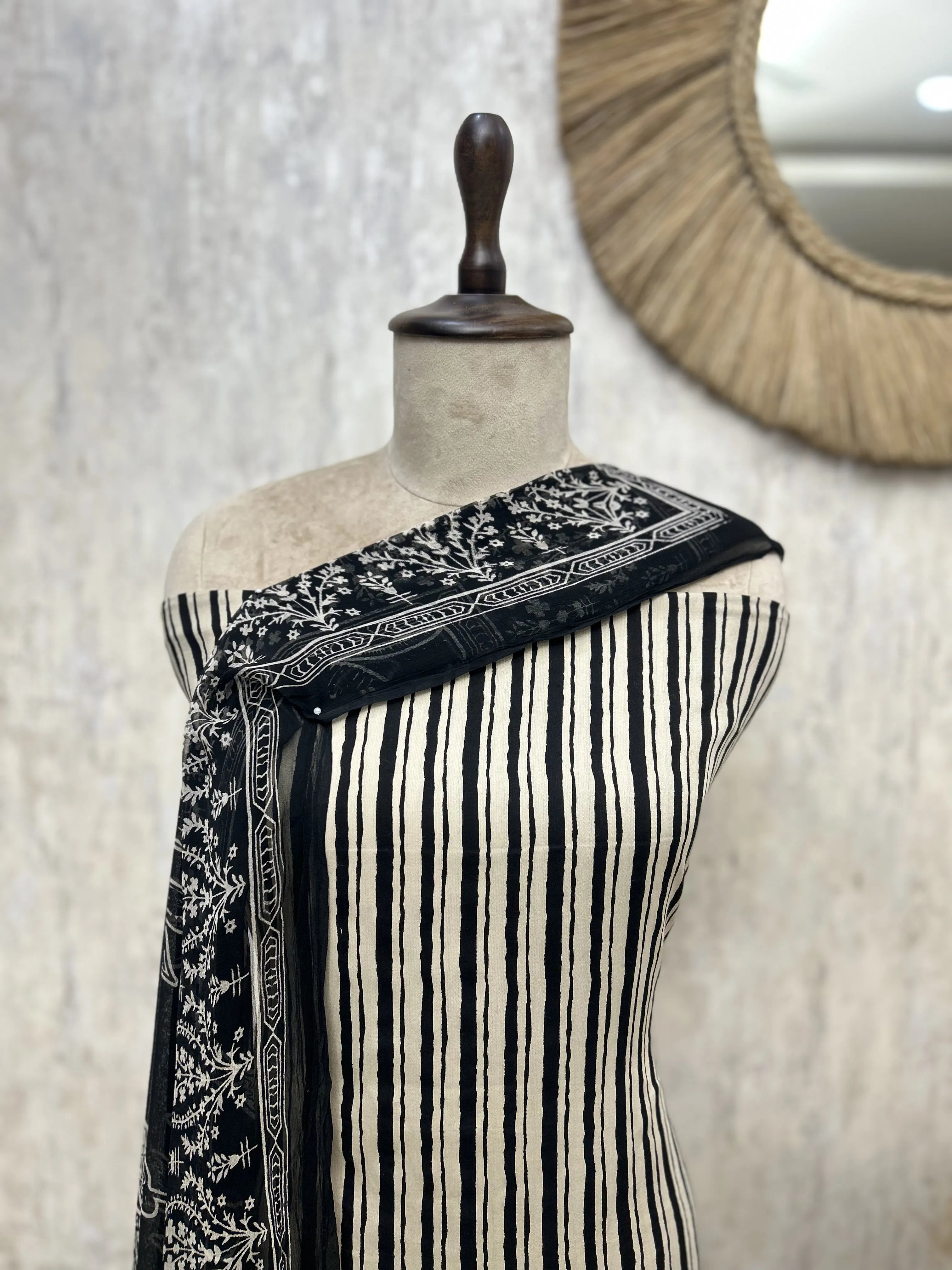 Monochrome Muse Modal Cotton Unstitched Suits