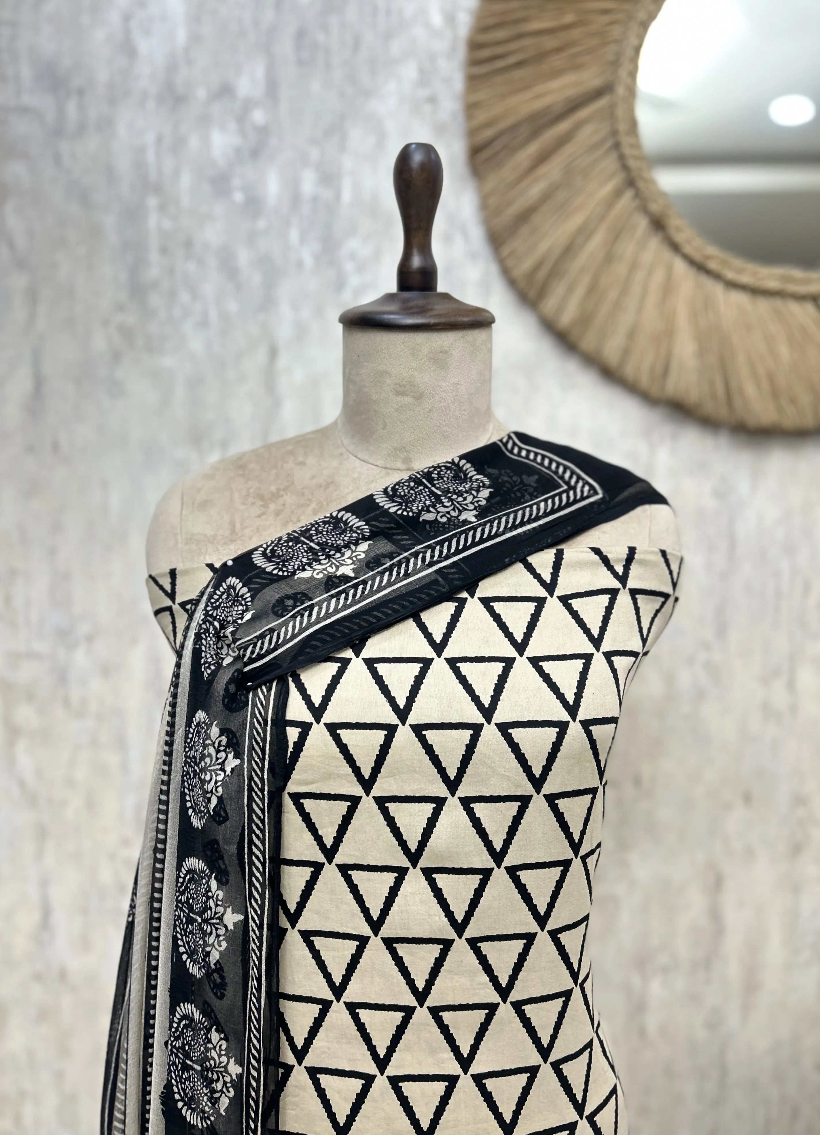Monochrome Muse Modal Cotton Unstitched Suits