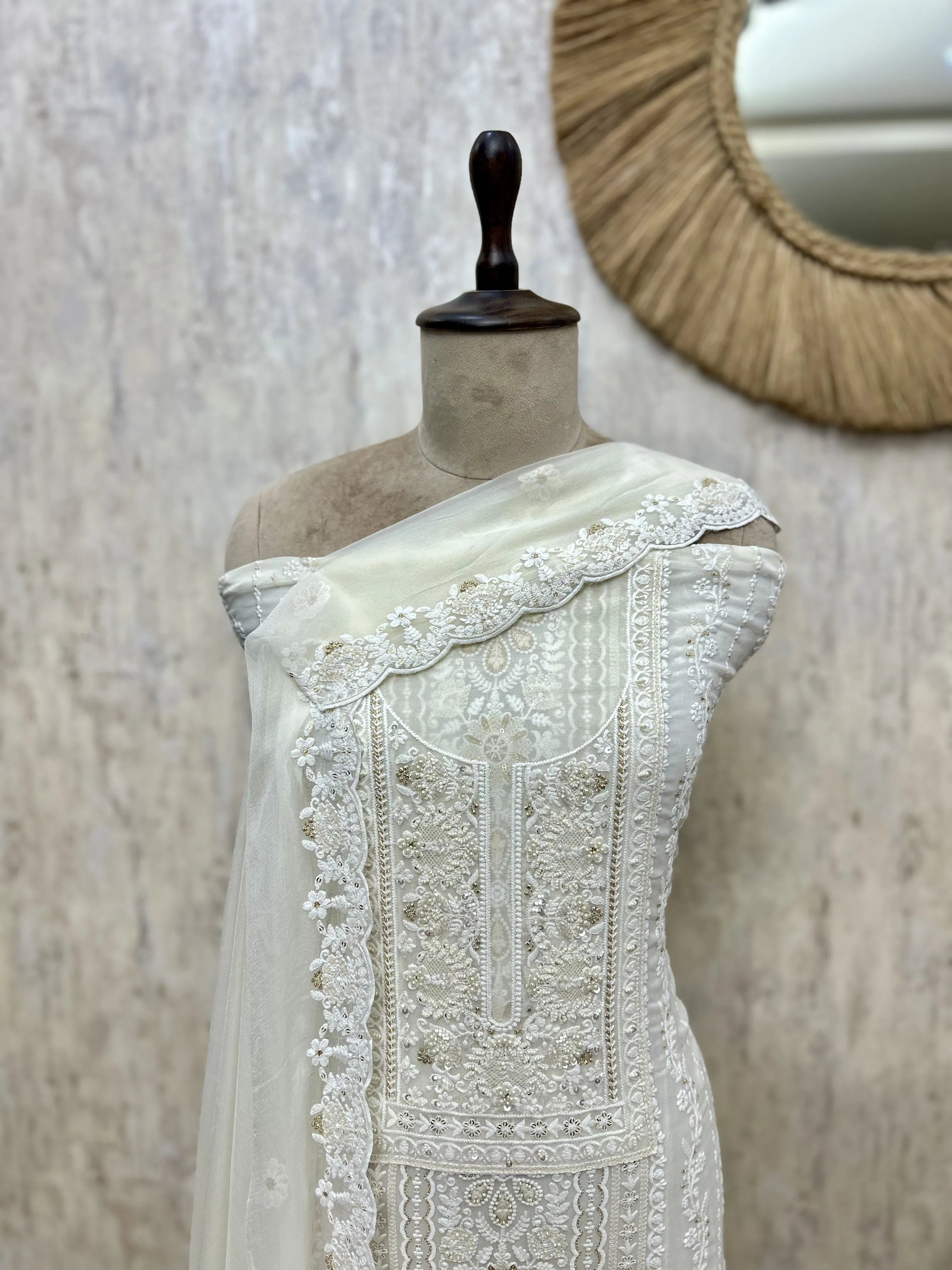Whispered Chikankari Georgette Unstitched Suits
