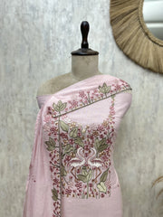 Swan and Flowers Elegance Mul Chanderi Unstitched Suits
