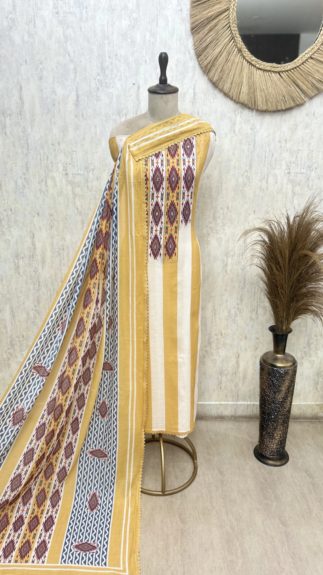 Tribal Weave Elegance Mul Cotton Unstitched Suit
