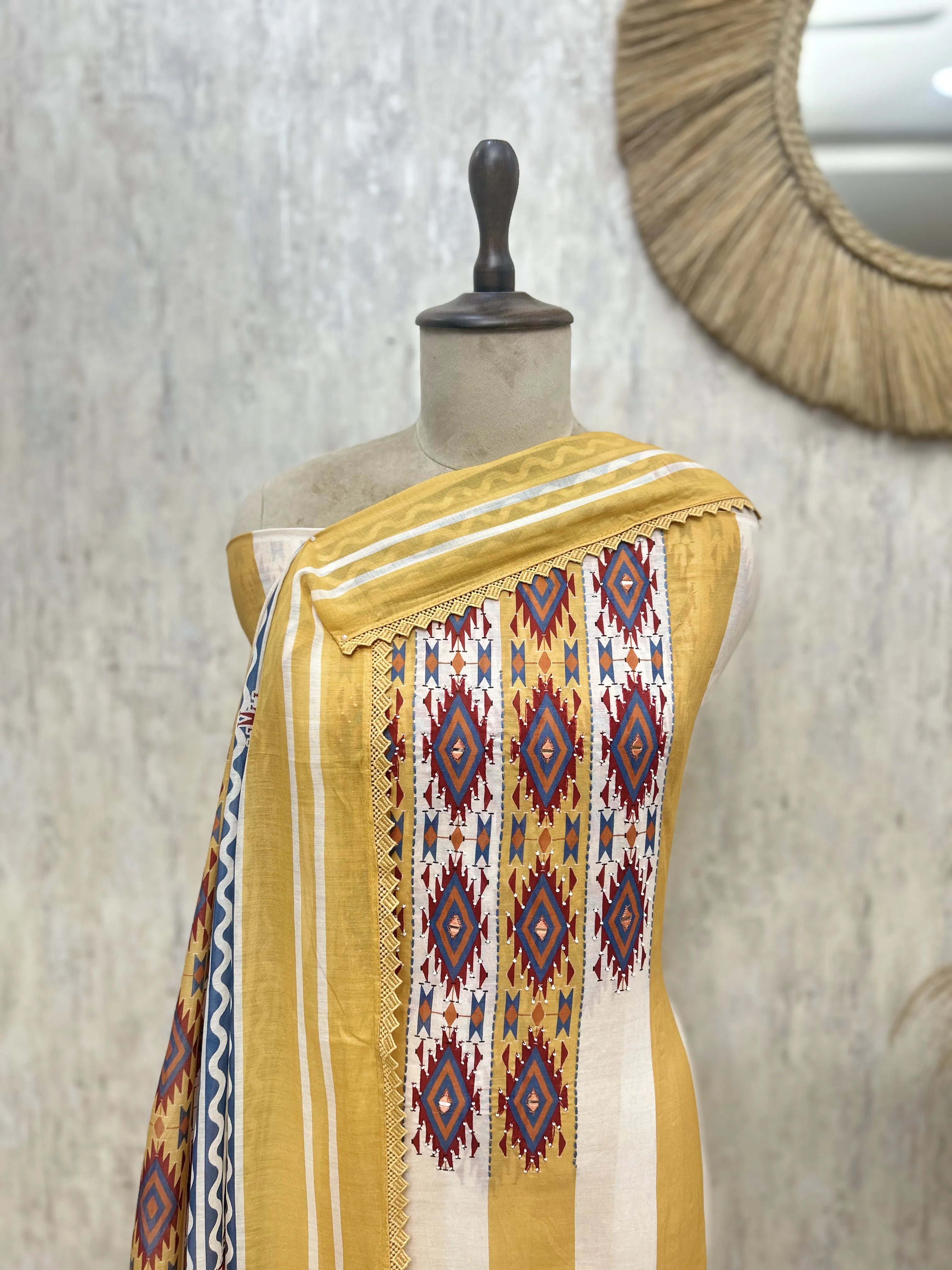 Tribal Weave Elegance Mul Cotton Unstitched Suit