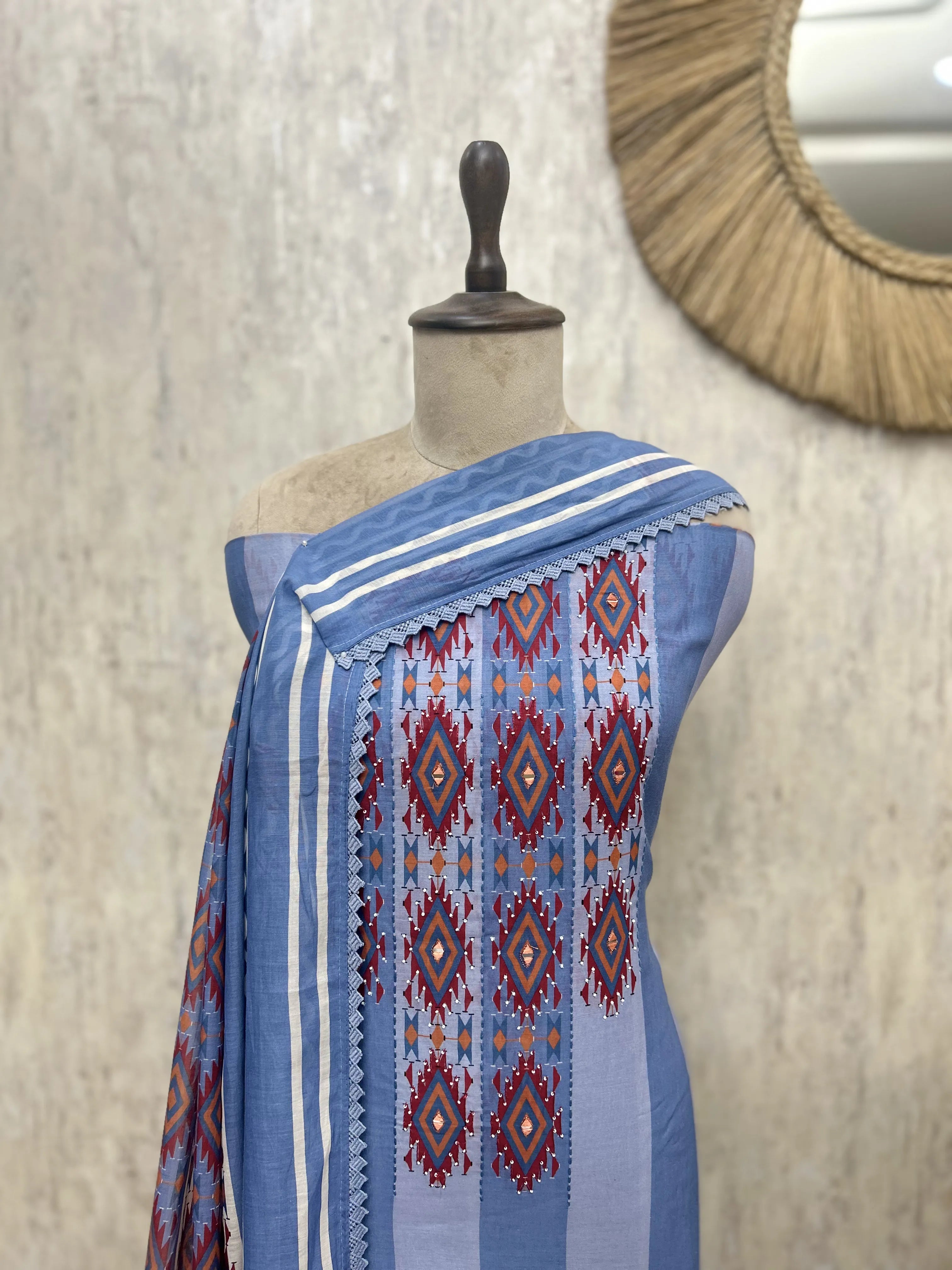 Tribal Weave Elegance Mul Cotton Unstitched Suit