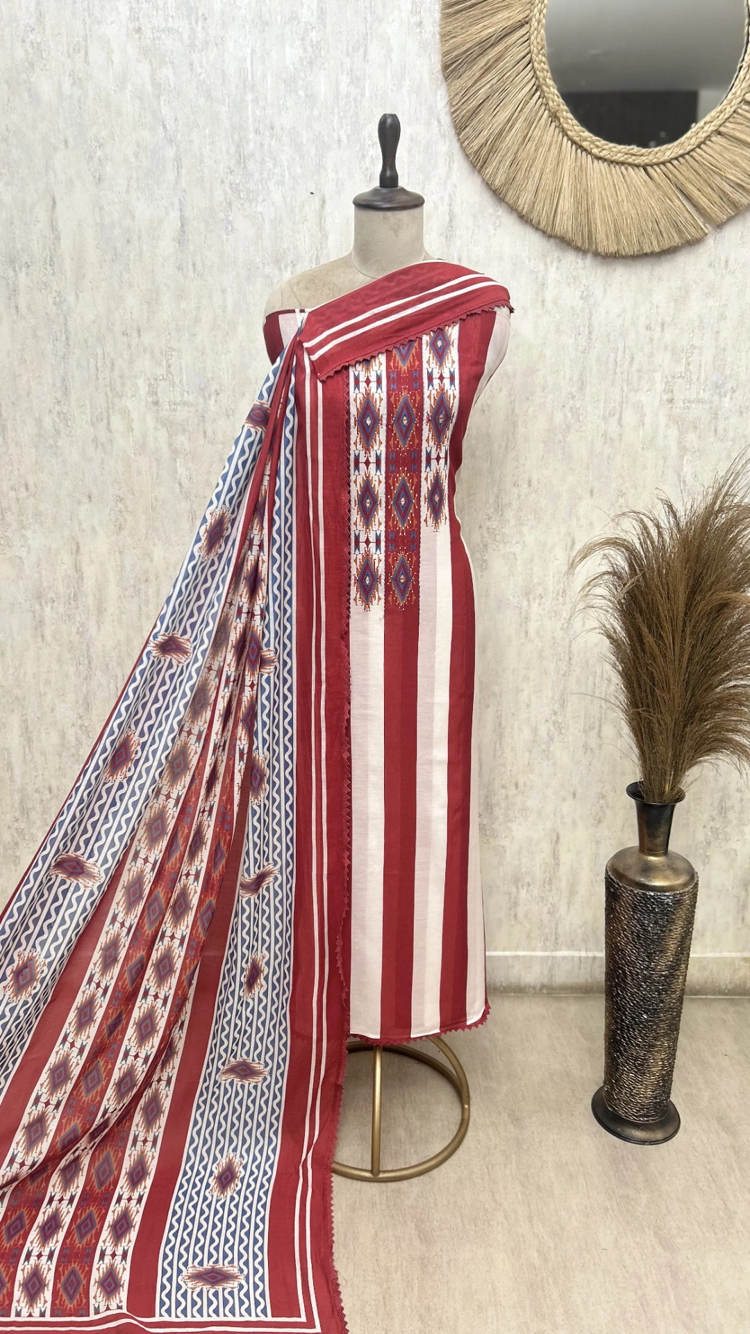 Tribal Weave Elegance Mul Cotton Unstitched Suit