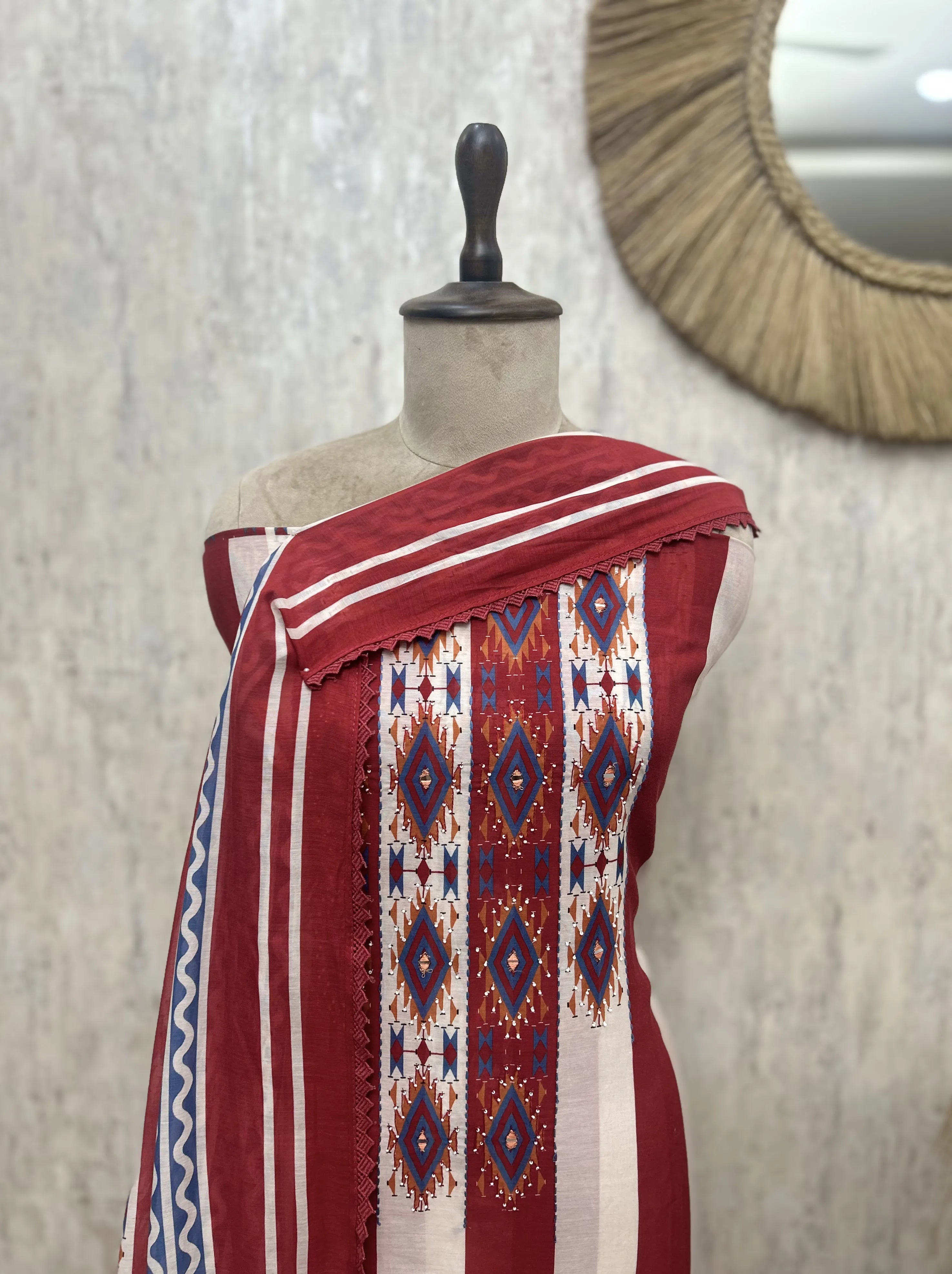 Tribal Weave Elegance Mul Cotton Unstitched Suit
