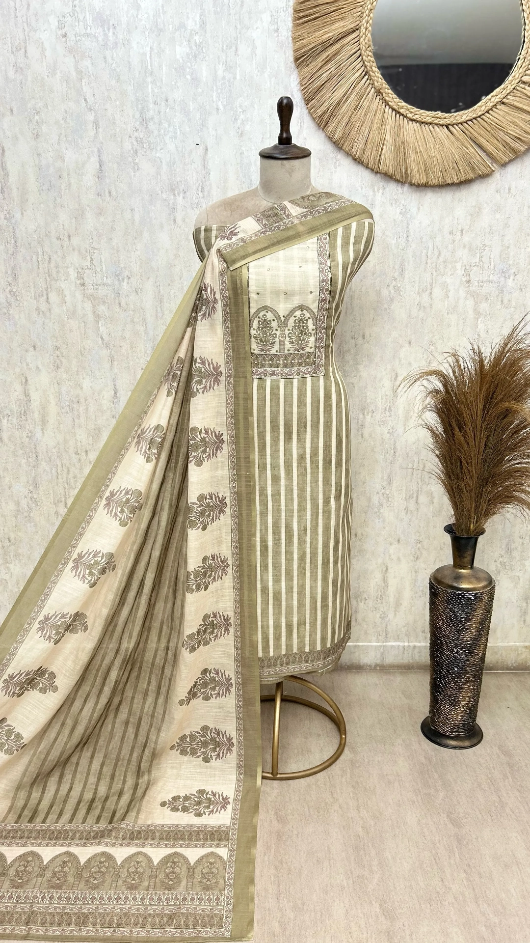 Regal Stripe Symphony Linen Unstitched Suits