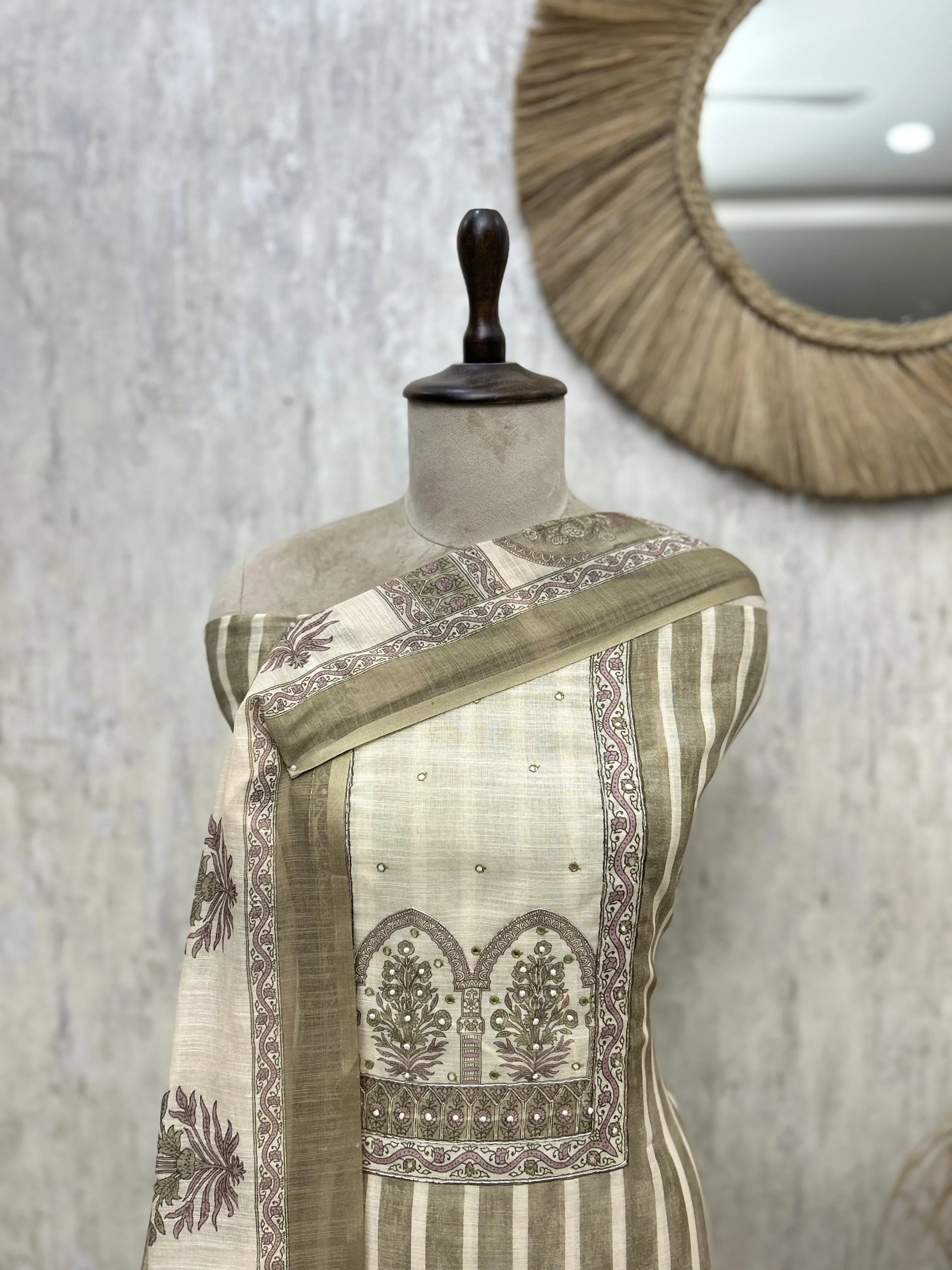 Regal Stripe Symphony Linen Unstitched Suits