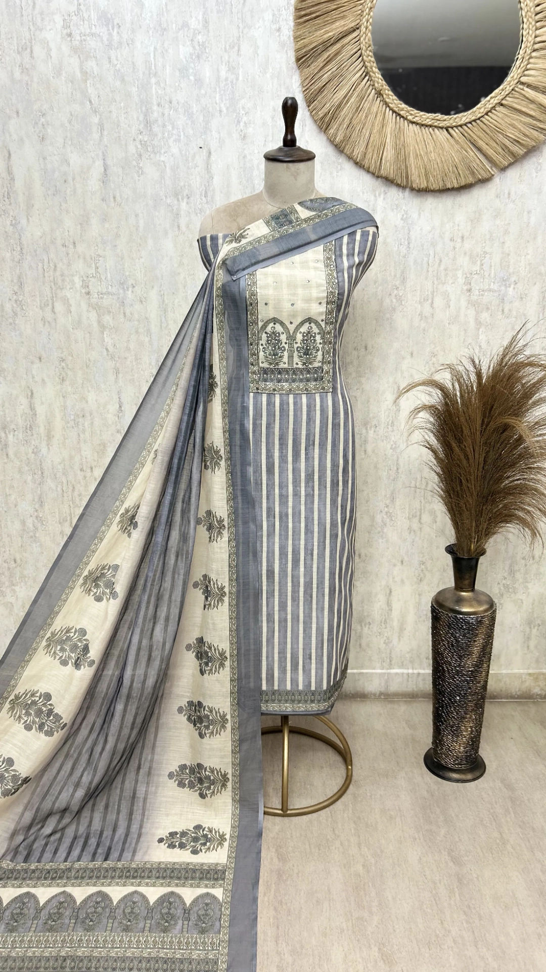 Regal Stripe Symphony Linen Unstitched Suits