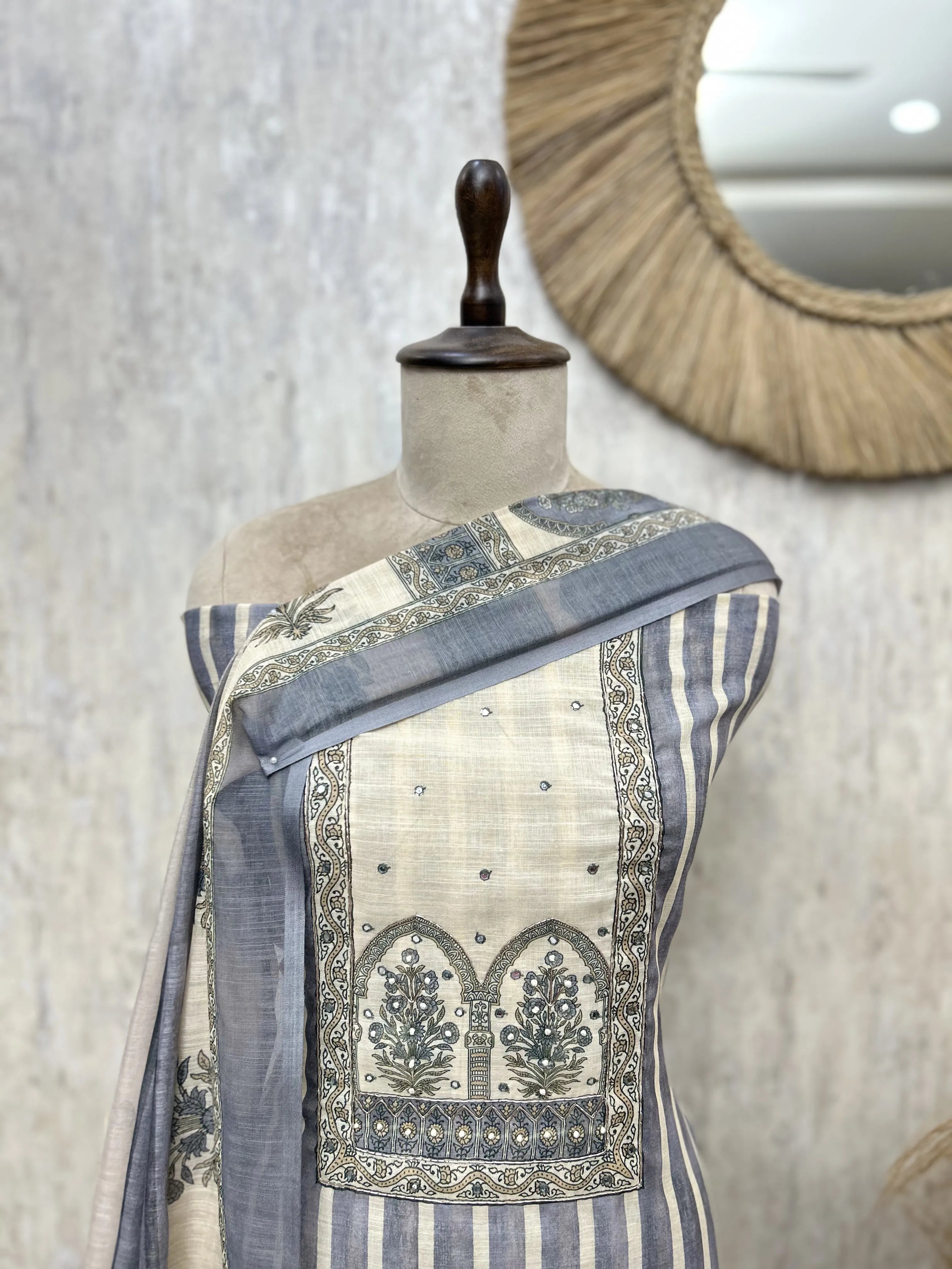 Regal Stripe Symphony Linen Unstitched Suits