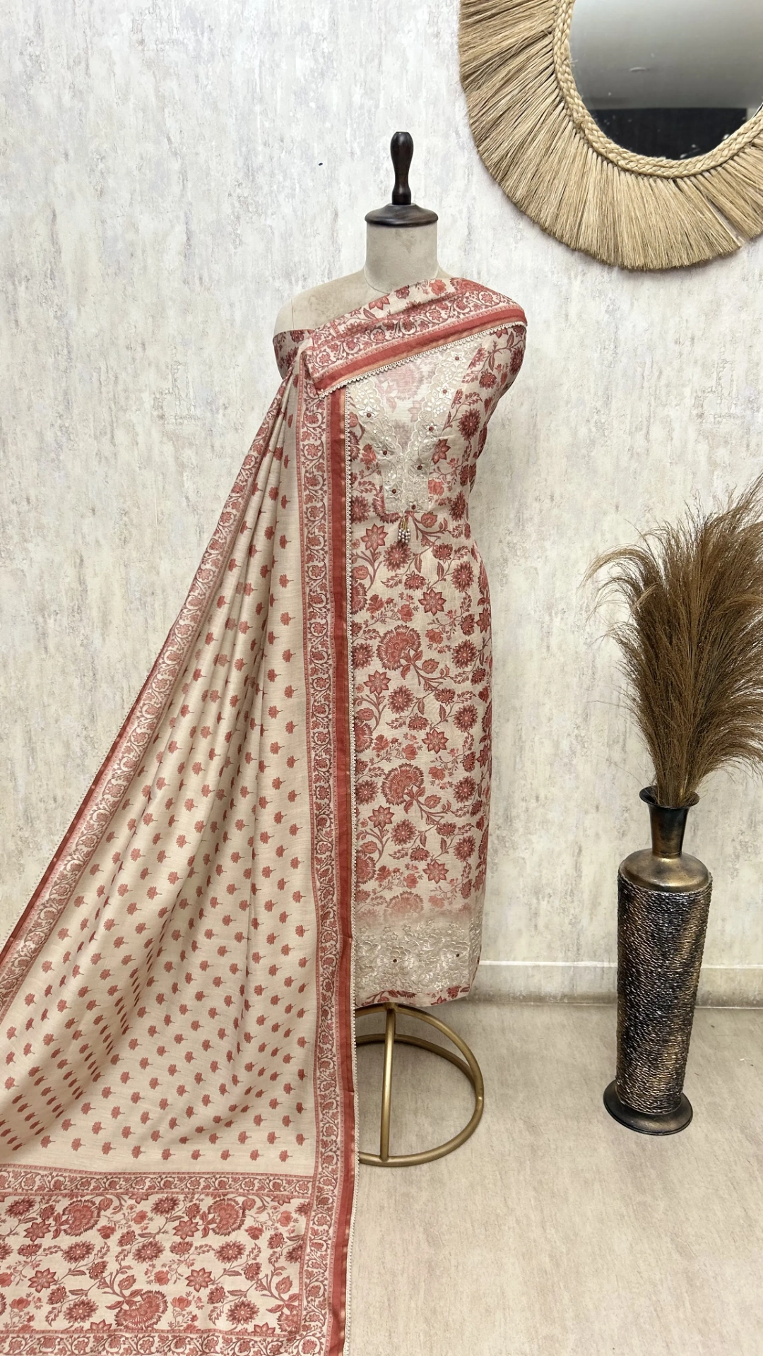 Heritage Blossom Maheshwari Ensemble Unstitched Suits