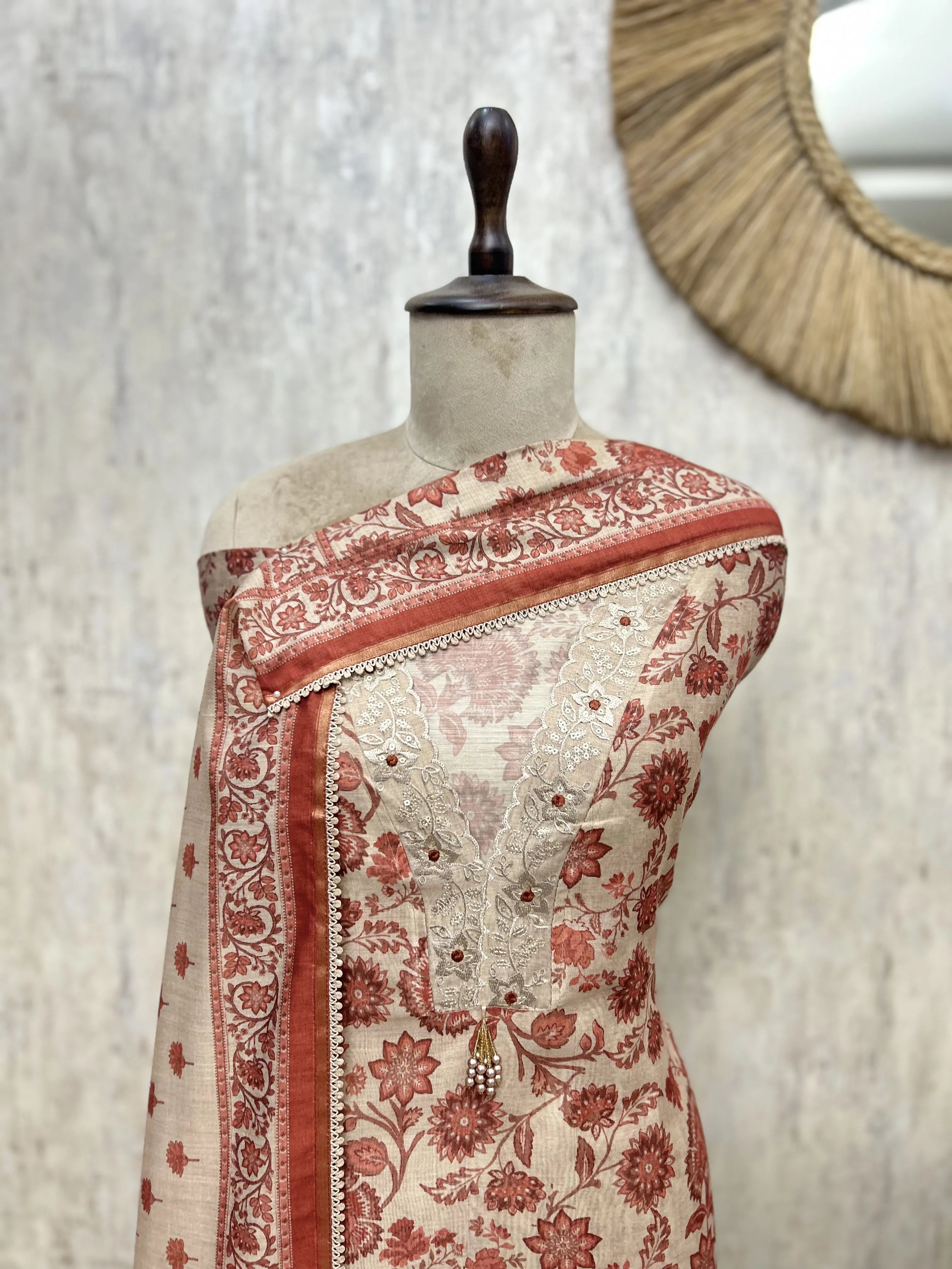 Heritage Blossom Maheshwari Ensemble Unstitched Suits