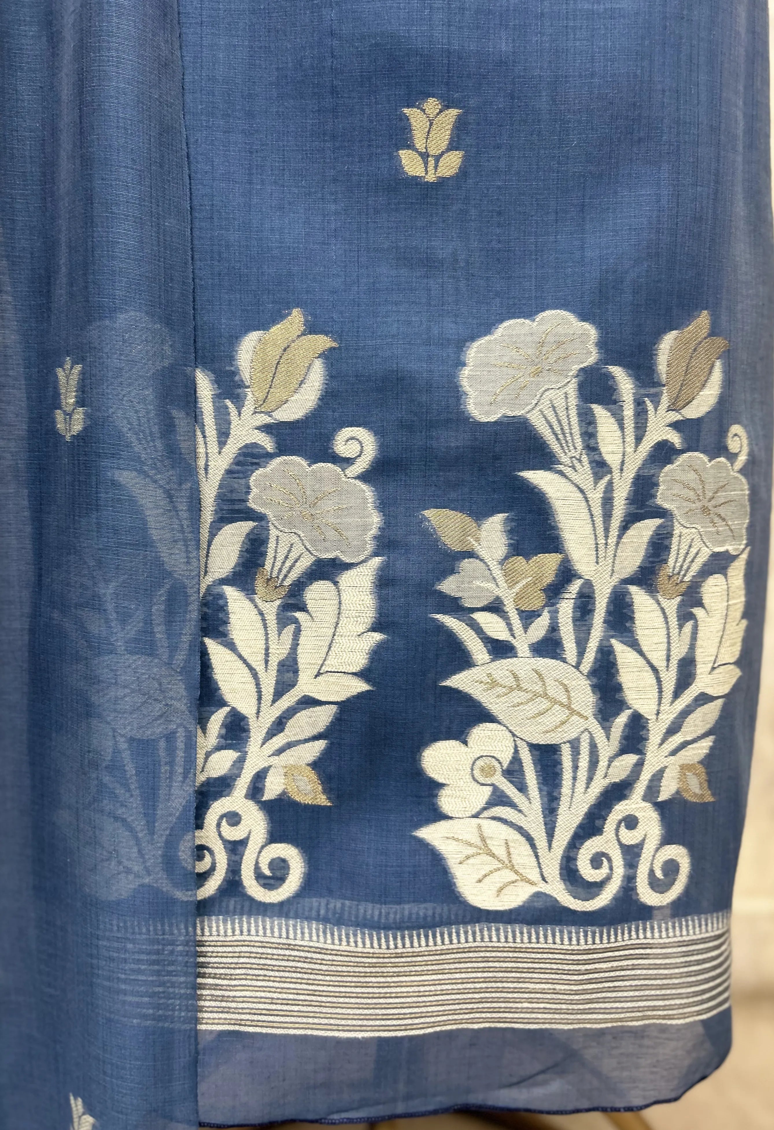 Indigo Jamdani Unstitched suit